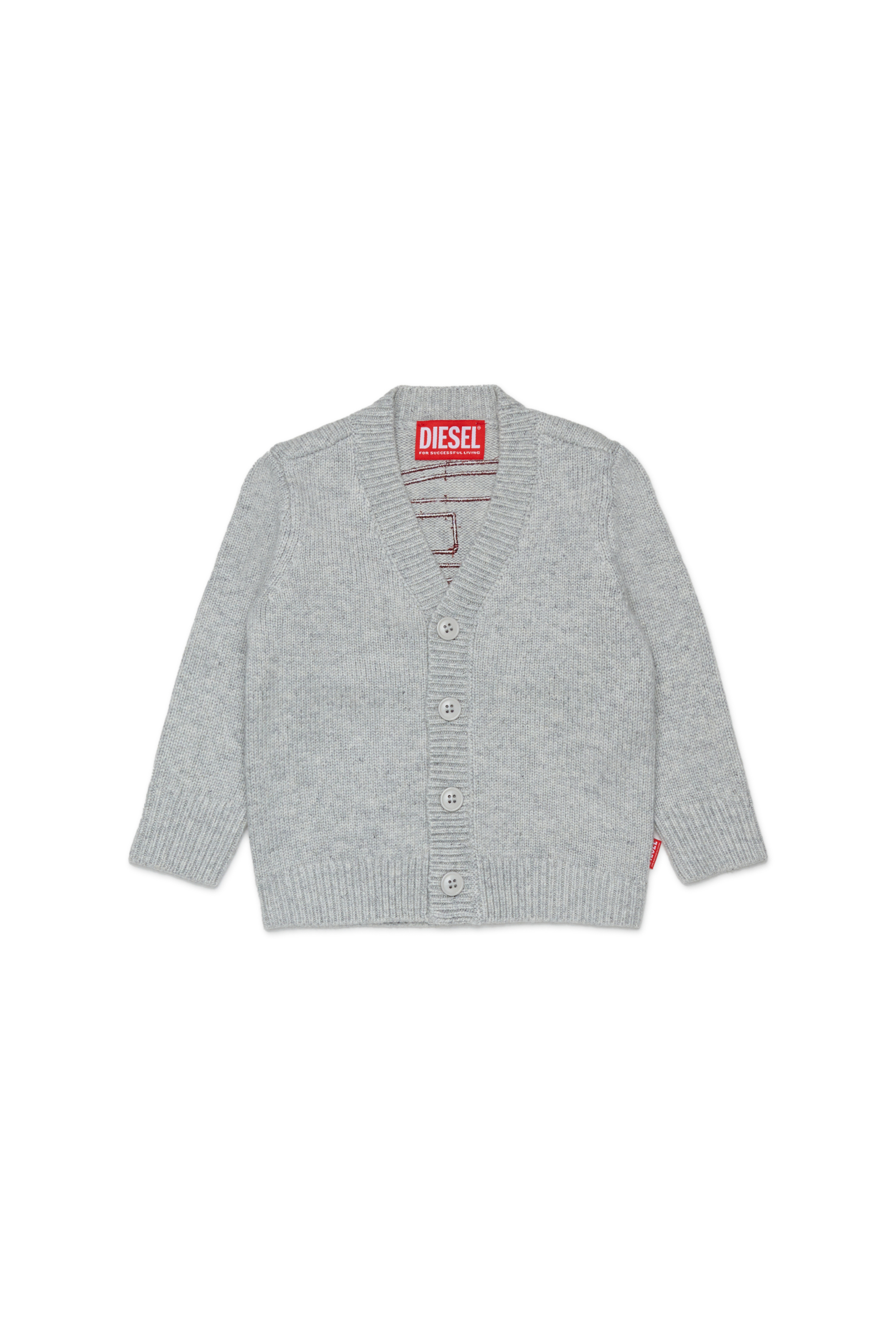 Diesel - KOLYB, Man's Cashmere-enriched cardigan with big Oval D in Grey - 1
