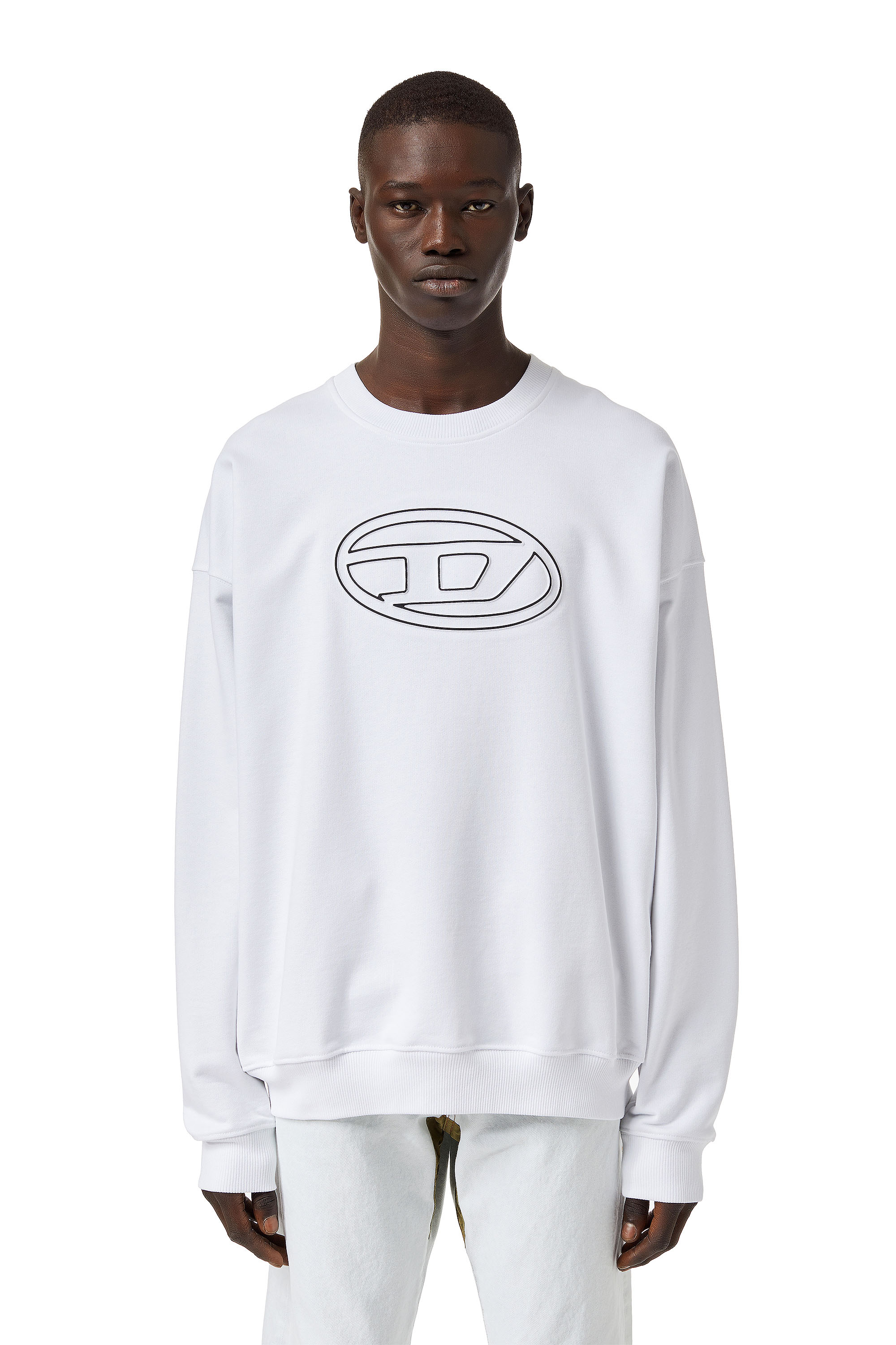 Diesel - S-MART-BIGOVAL, Man Sweatshirt with embossed logo in White - Image 1