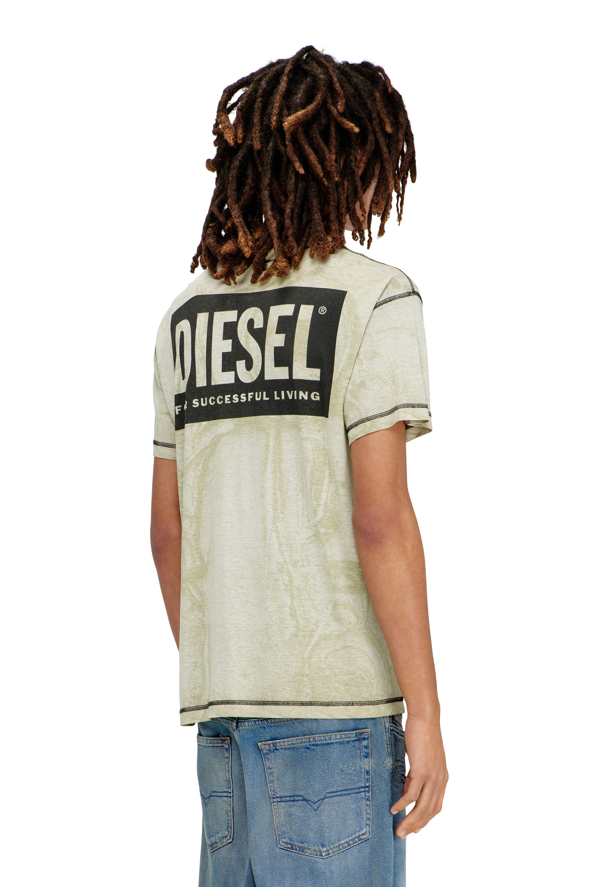 Diesel - T-NORM-V15, Man's Hemp-cotton T-shirt with all-over print in Grey - 4