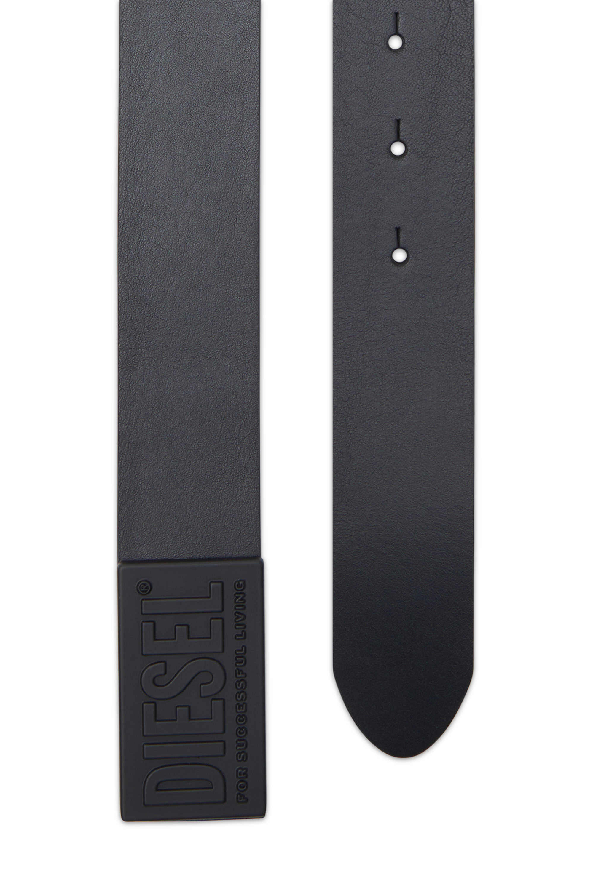 Diesel - B-BISCOTTO METAL, Man's 3.4cm Leather belt with Successful Living buckle in Black - 2