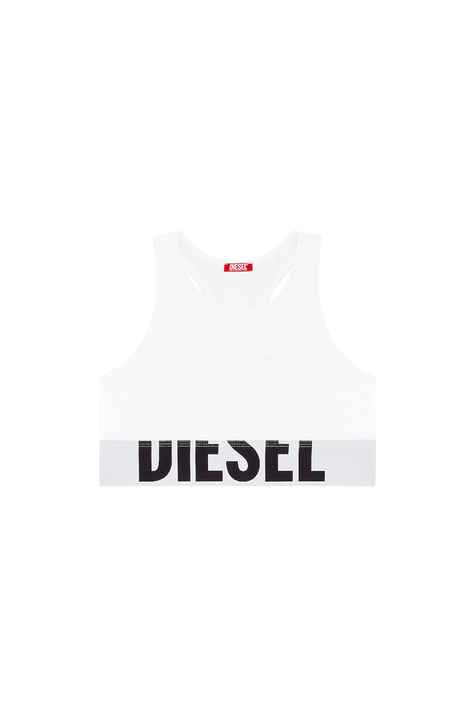 Diesel - UFSB-COTTON-RACE-BRALETTE-XL, Woman's Sports bra with cut-off logo in White - 2
