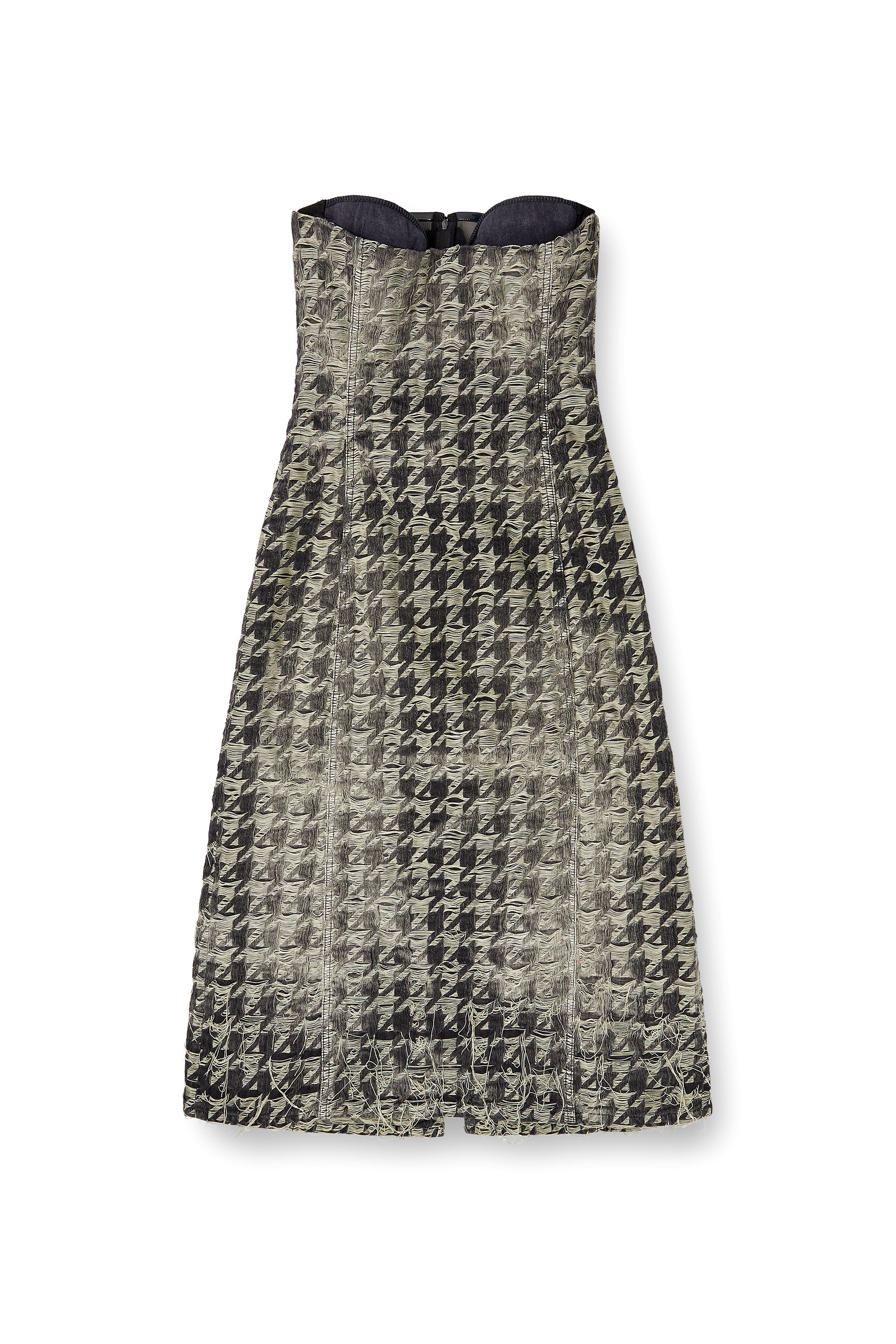Diesel - DE-OLIVIA-FSH, Woman's Midi dress in houndstooth-weave denim in Black/White - 2