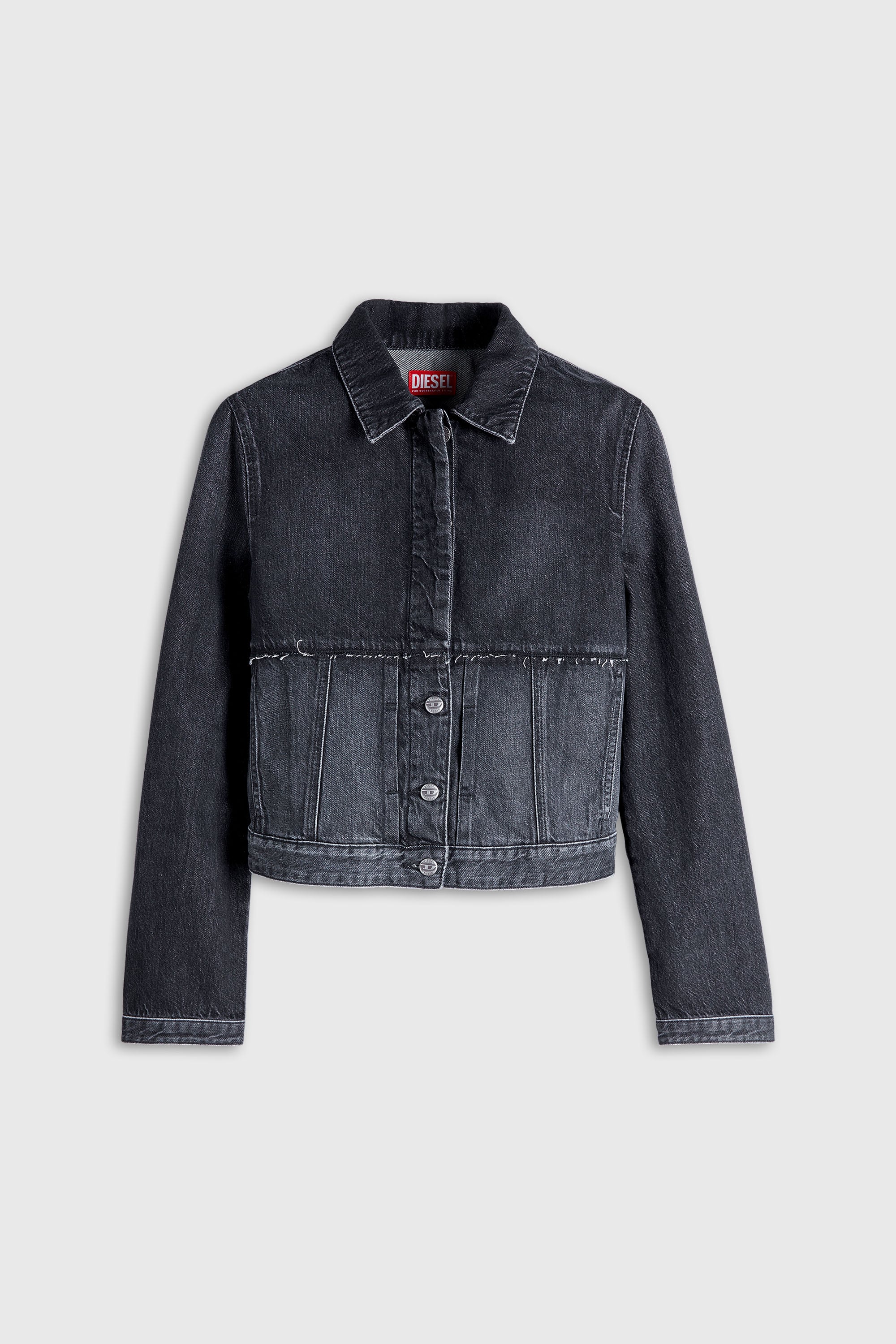 Diesel - DE-KATO-SE, Woman's Jacket in sectioned denim in Black/Dark grey - 2