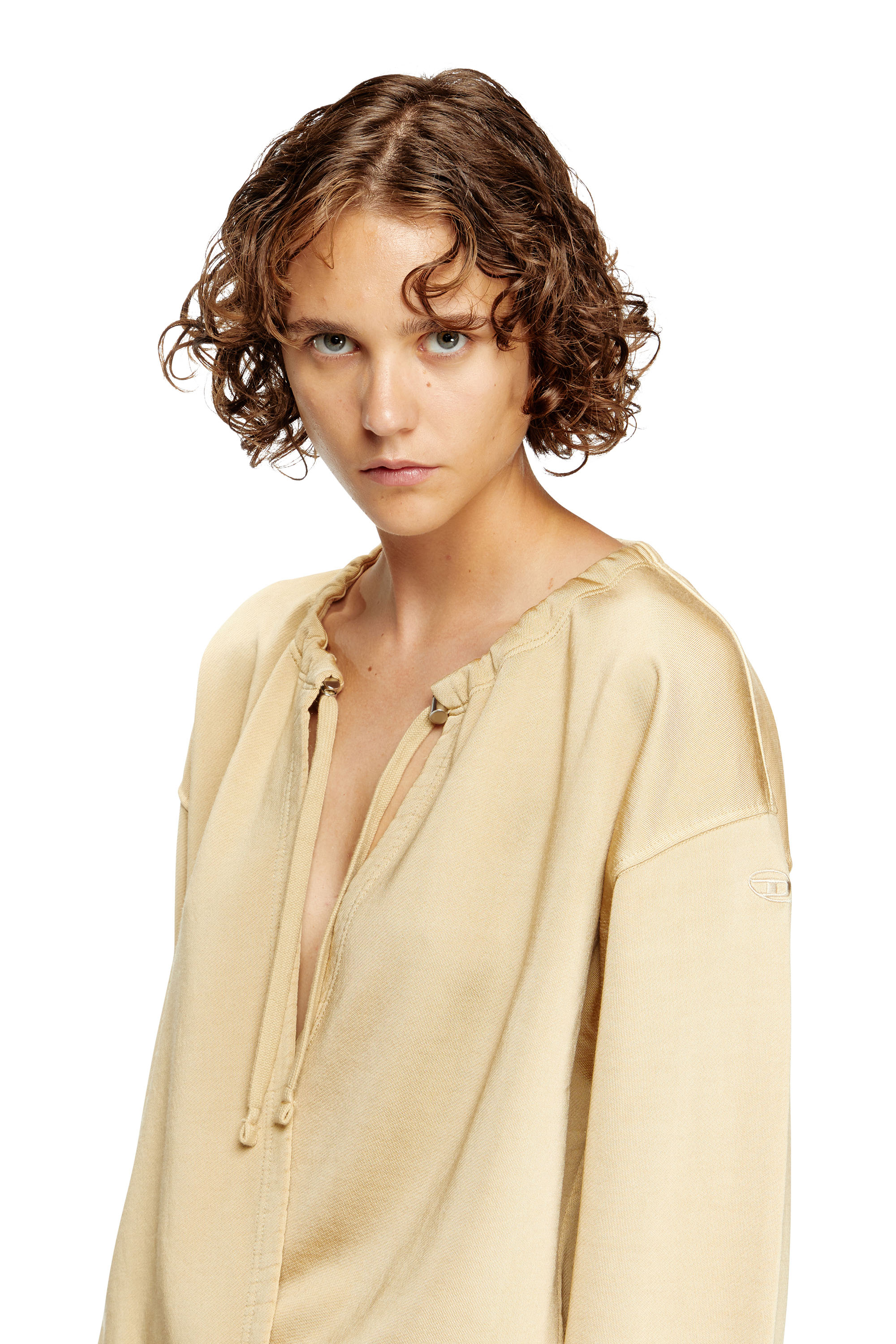 Diesel - D-CREED, Woman's Draped dress with ruched skirt in Light Brown - 4