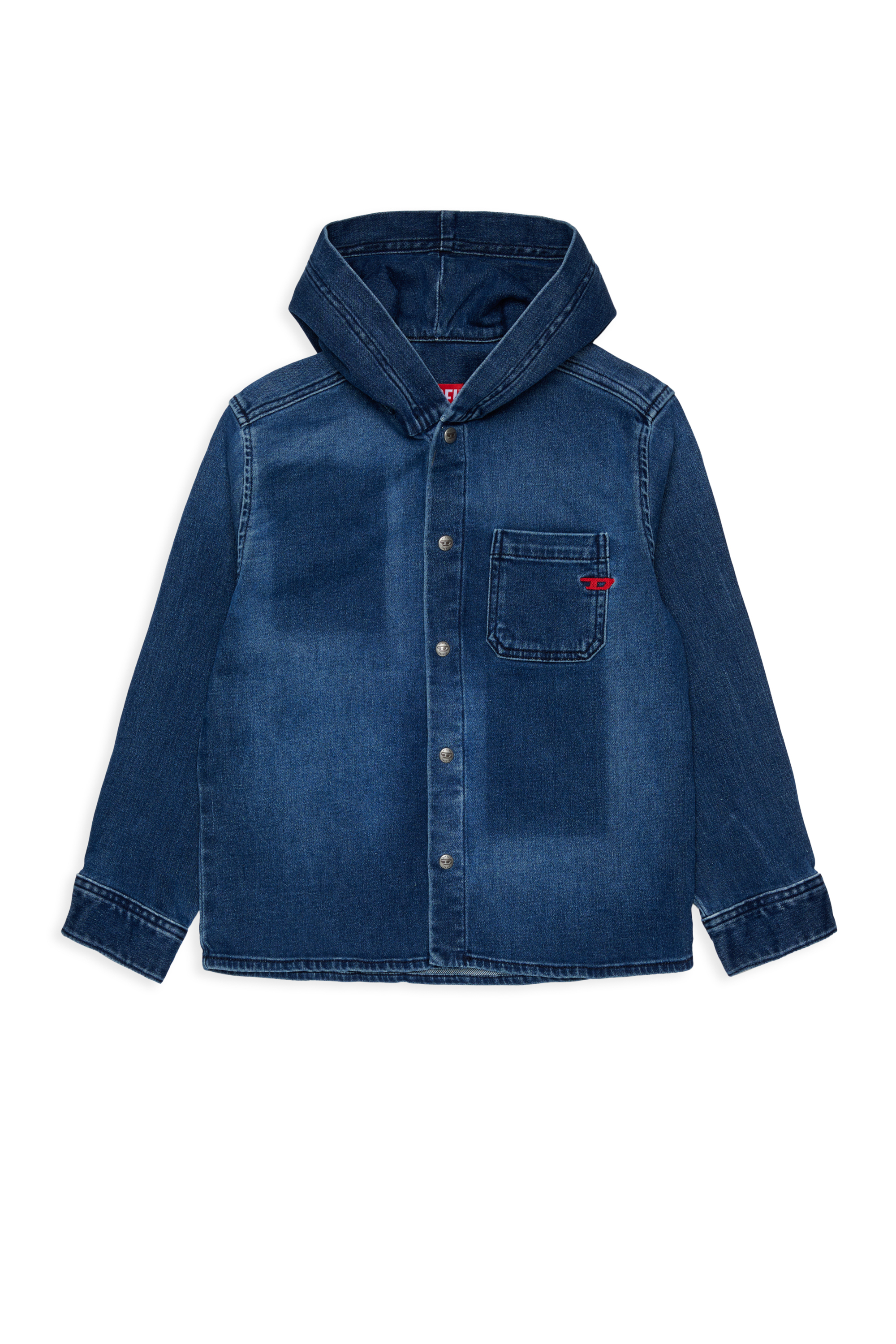 Diesel - CAMPS-OVER JJJ, Man's Hooded shirt in shadow-effect JoggJeans in Dark Blue - 1