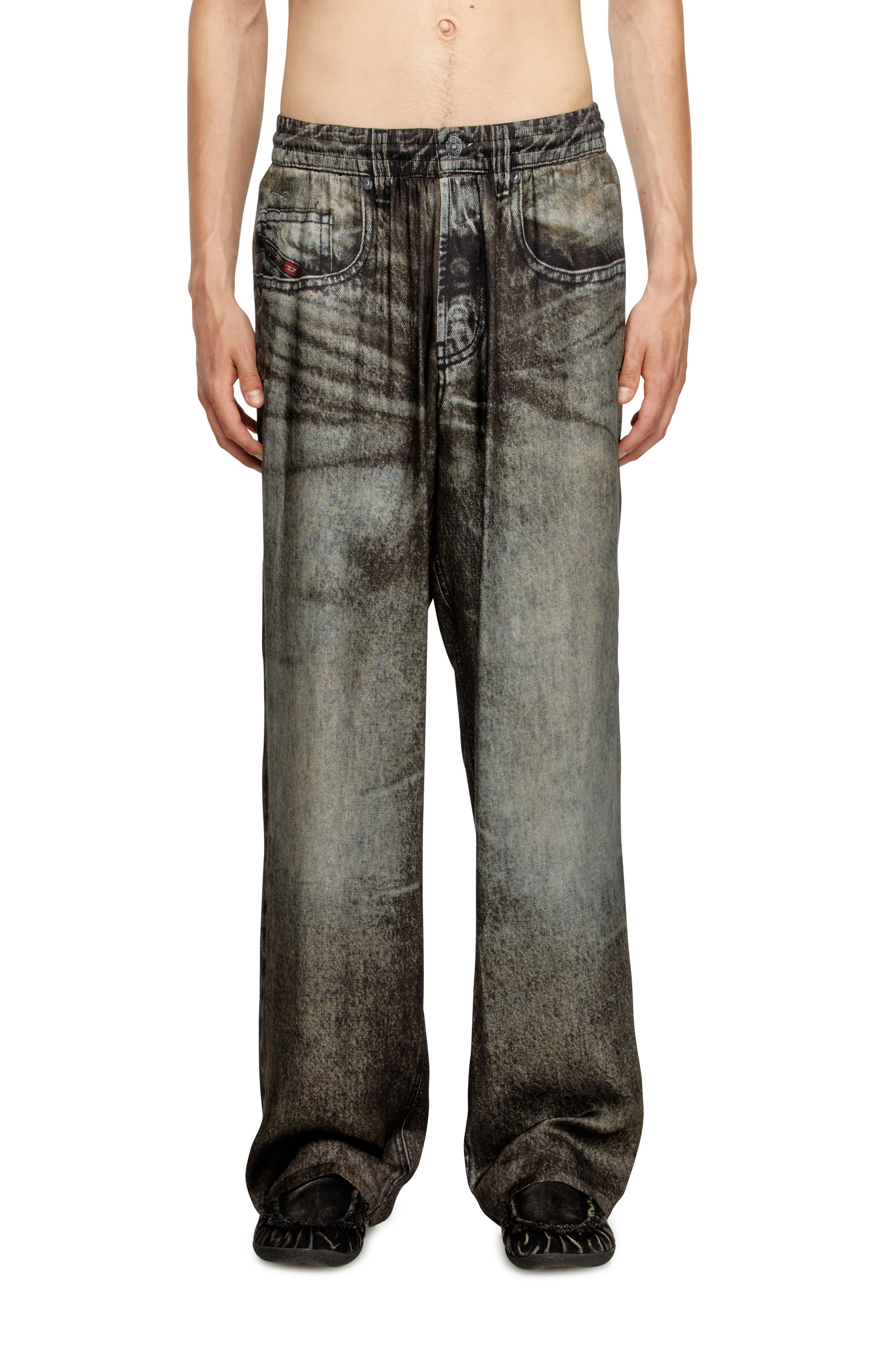 Diesel - P-THECK-LKCT, Man's Elasticated pants in denim-look viscose in Black - 3