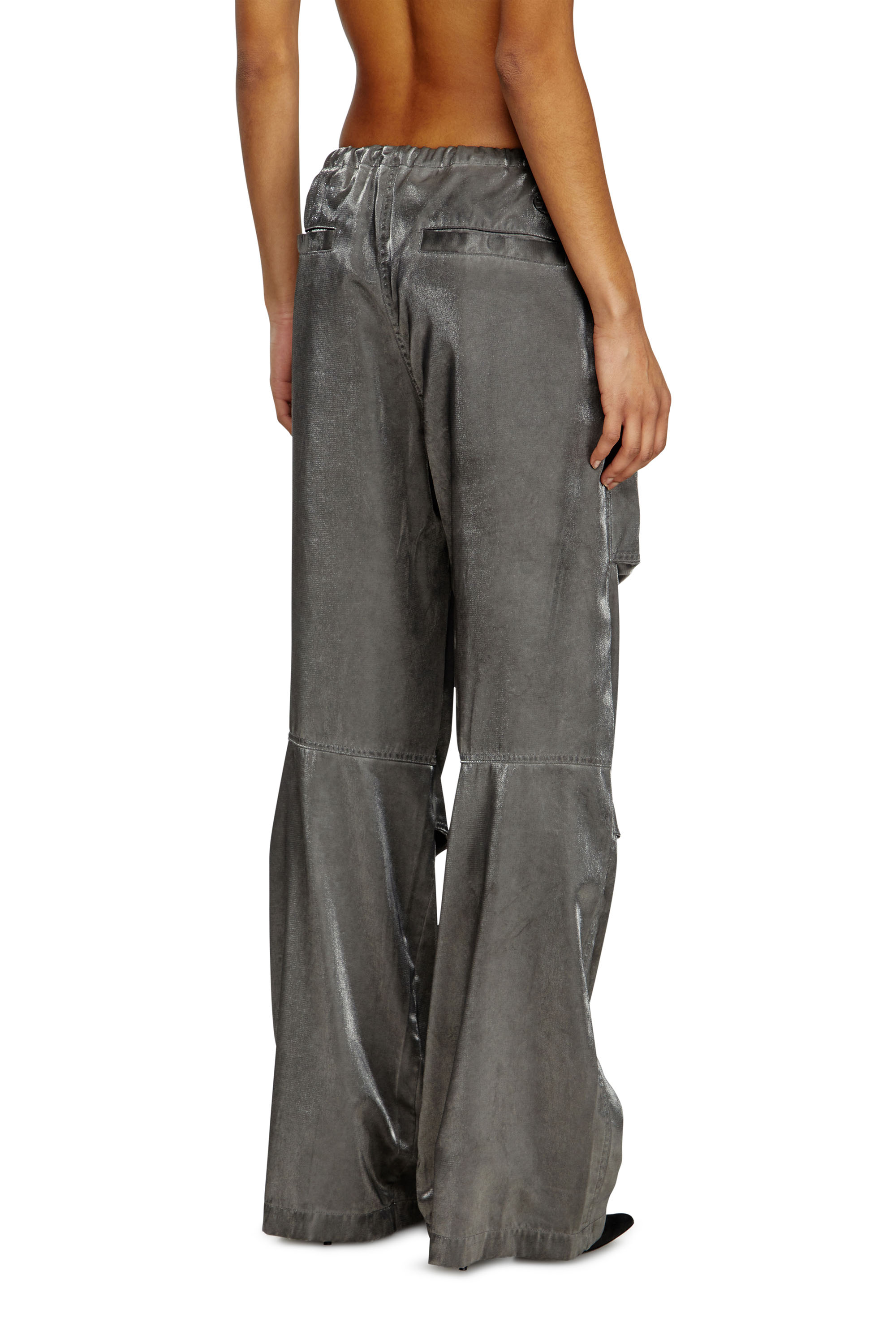 Diesel - P-RODIGE, Woman's Satin cargo pants in Grey - 4