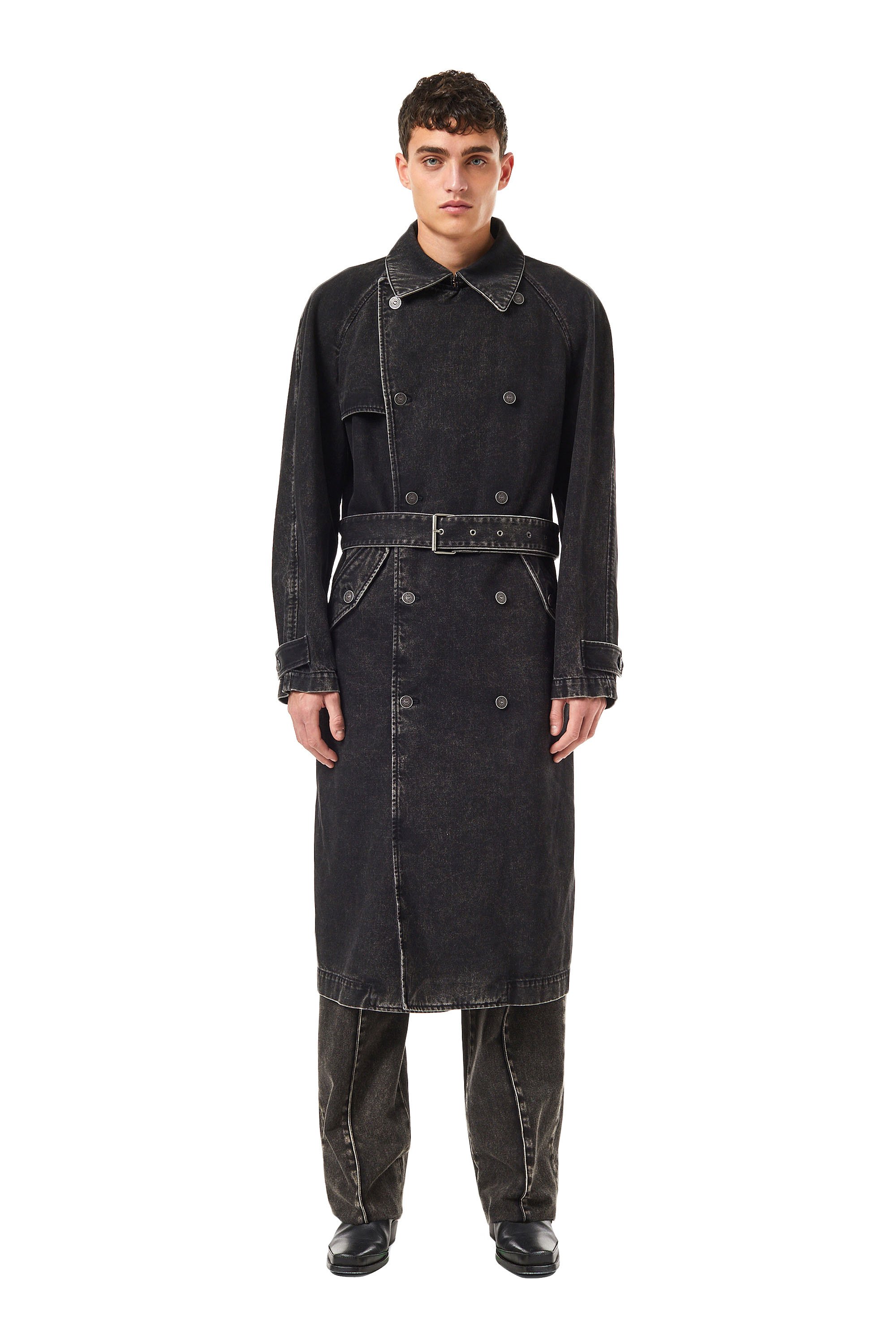 Diesel - D-DELIRIOUS DOUBLE BREASTED TRENCH COAT, Black/Dark grey - Image 2