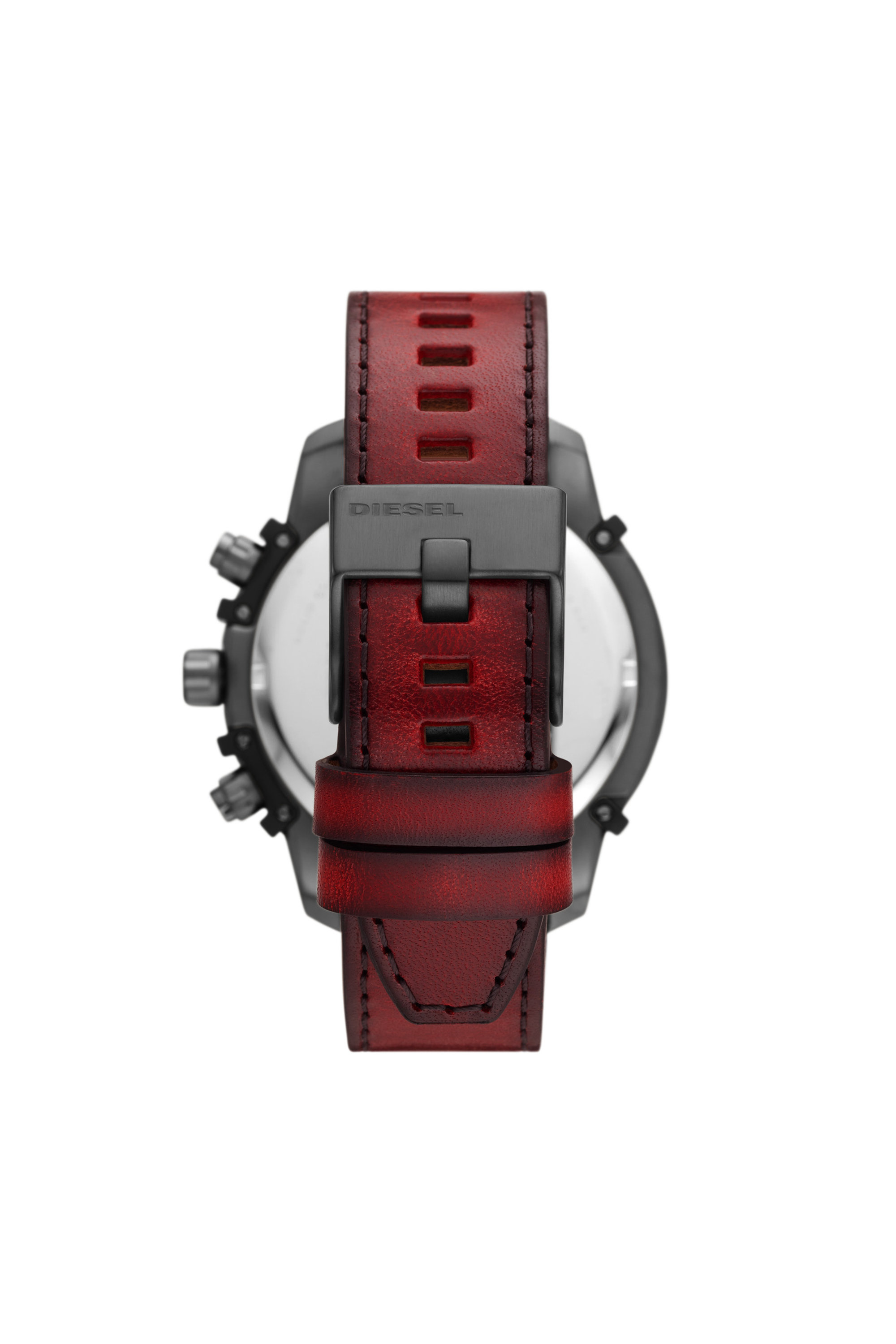Diesel - DZ4594, Man's Griffed chronograph red Leather watch in Red - 2