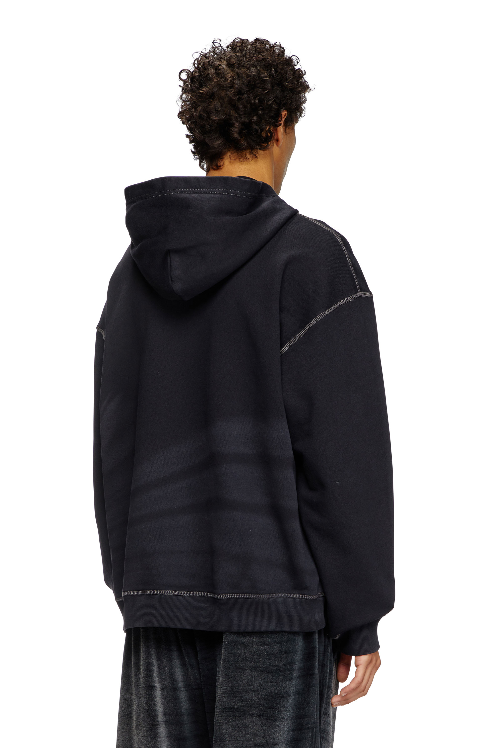 Diesel - S-BOXT-HOOD-R9, Man's Laser-faded logo hoodie in Black - 4