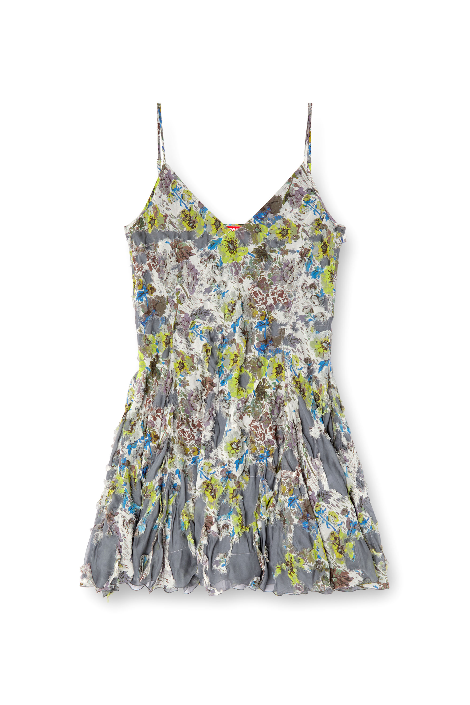 Diesel - D-JENY, Woman's Burnout strappy dress in floral viscose in Grey - 3