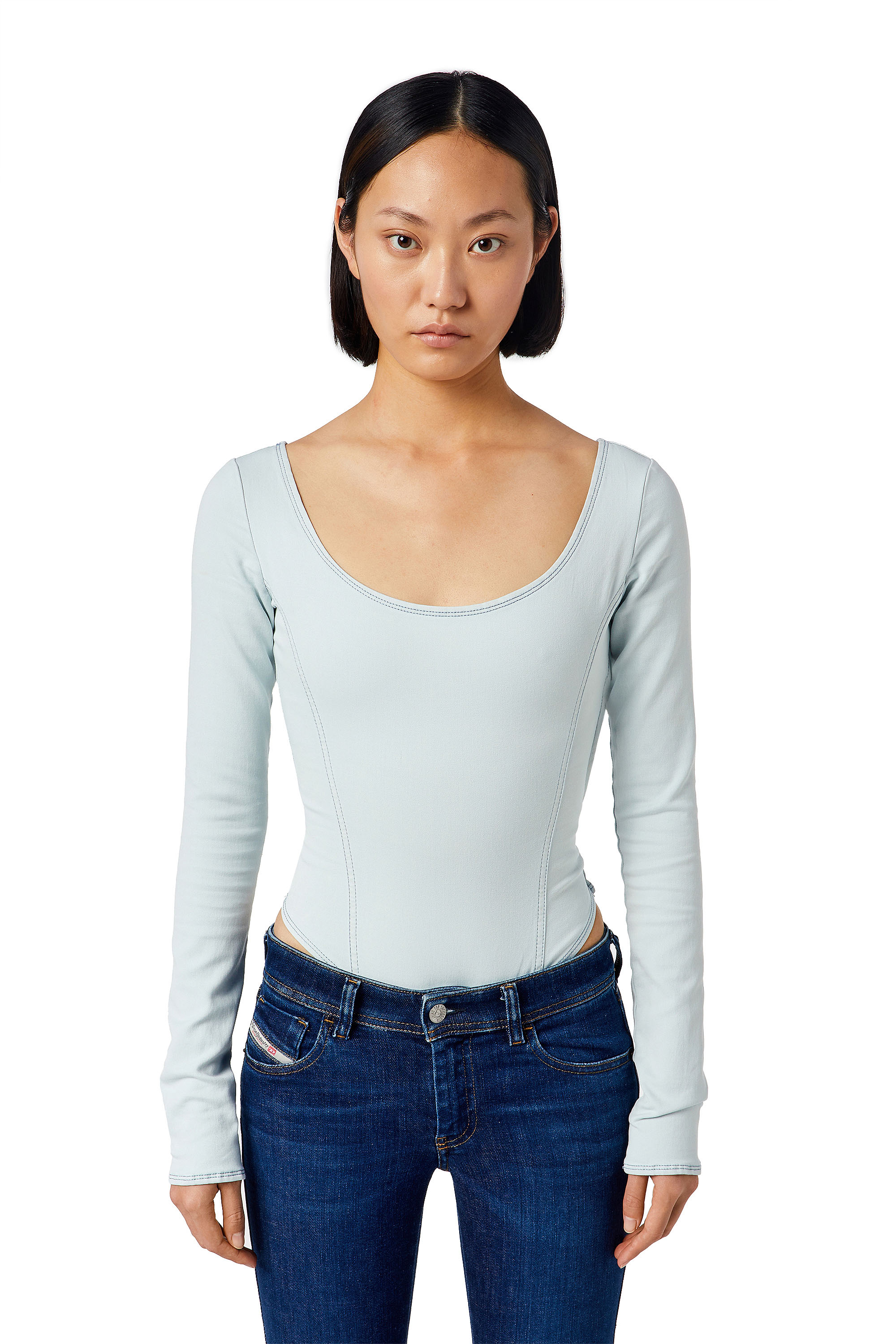 Diesel - D-CHO TRACK DENIM BODYSUIT, Light Blue - Image 1