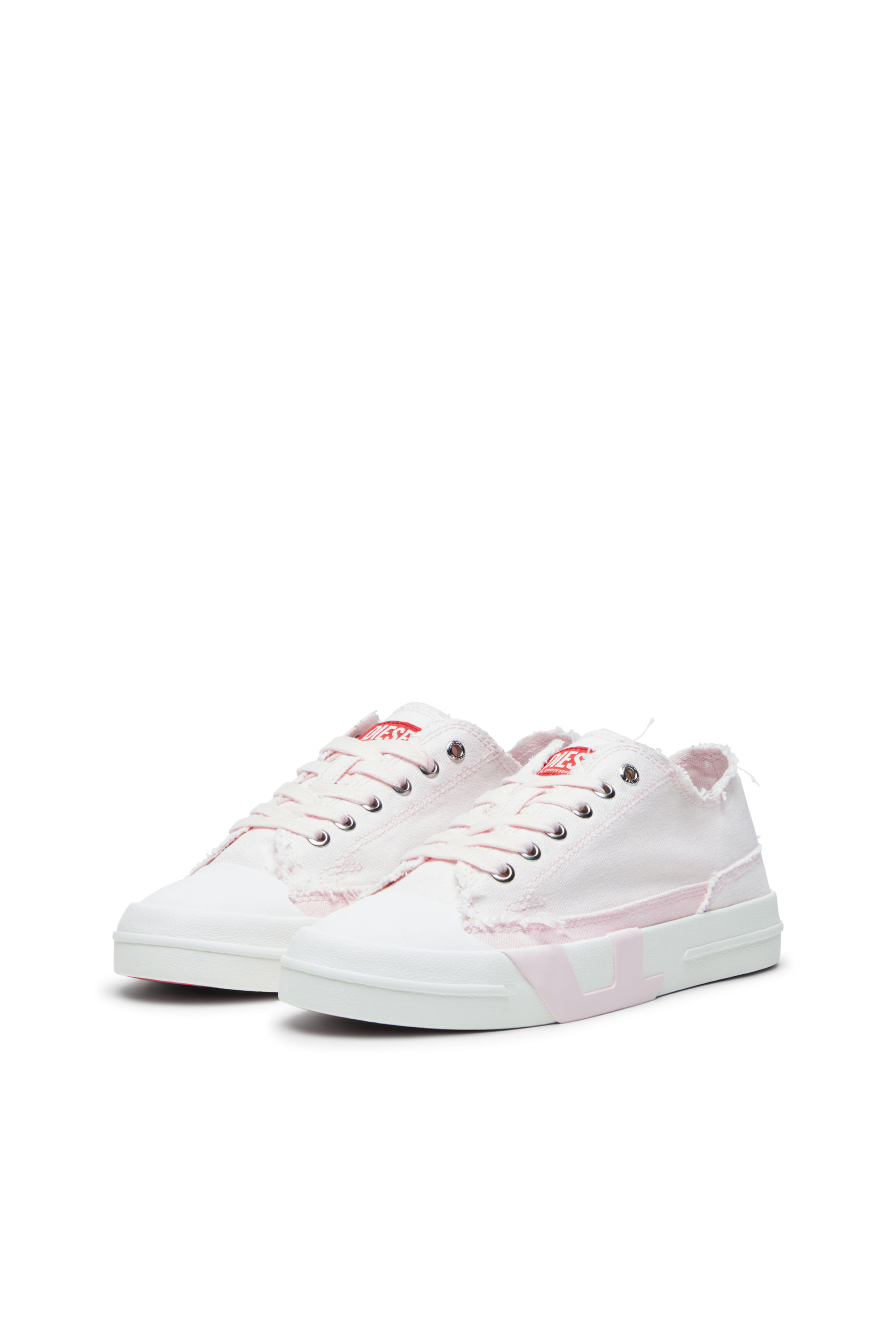 S-D-VERSE LOW W, Pink/White Diesel - S-D-VERSE LOW W, Woman's S-D-Verse-Sneakers in frayed canvas in Pink/White - 8