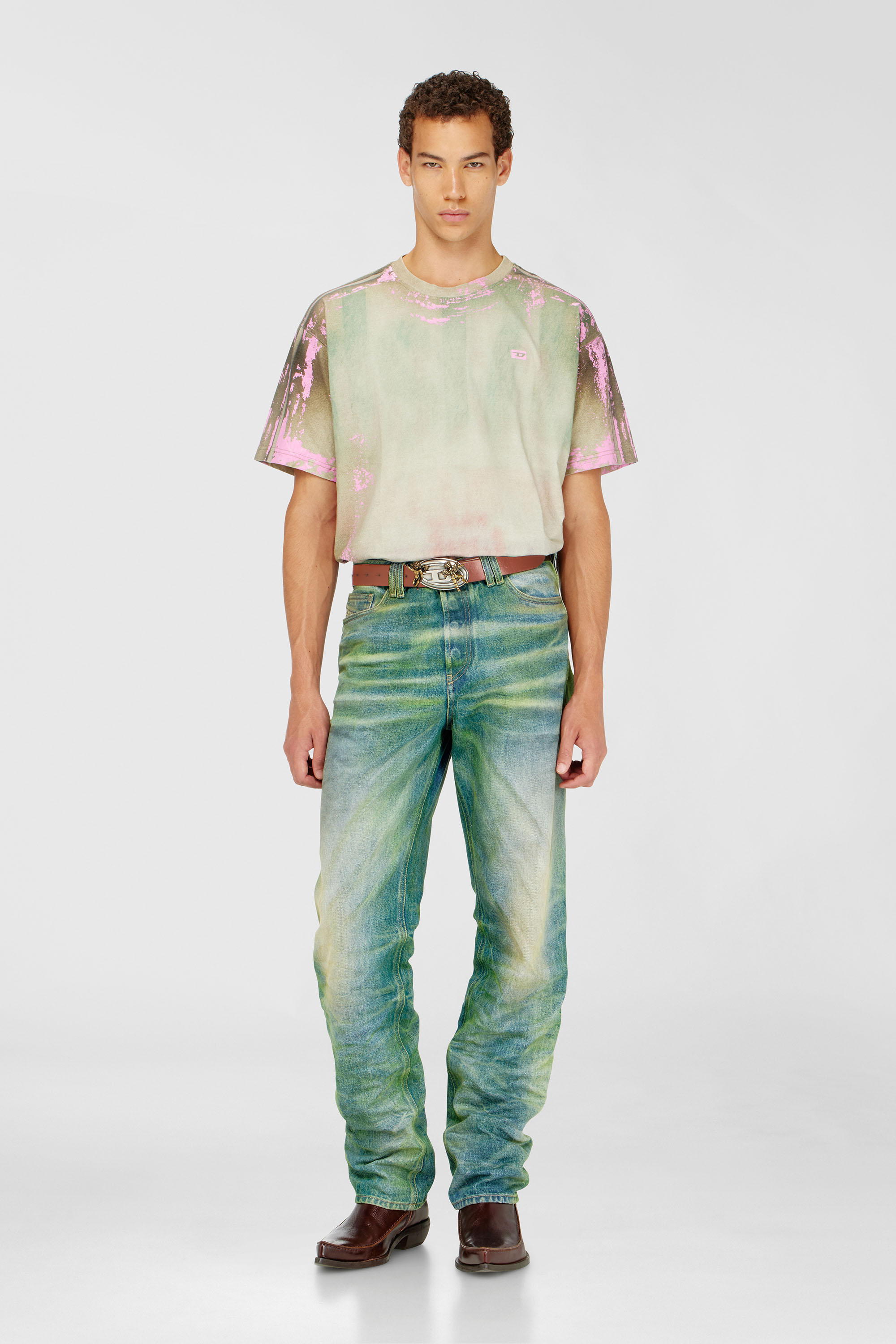 T-shirt in cracked leather-effect jersey