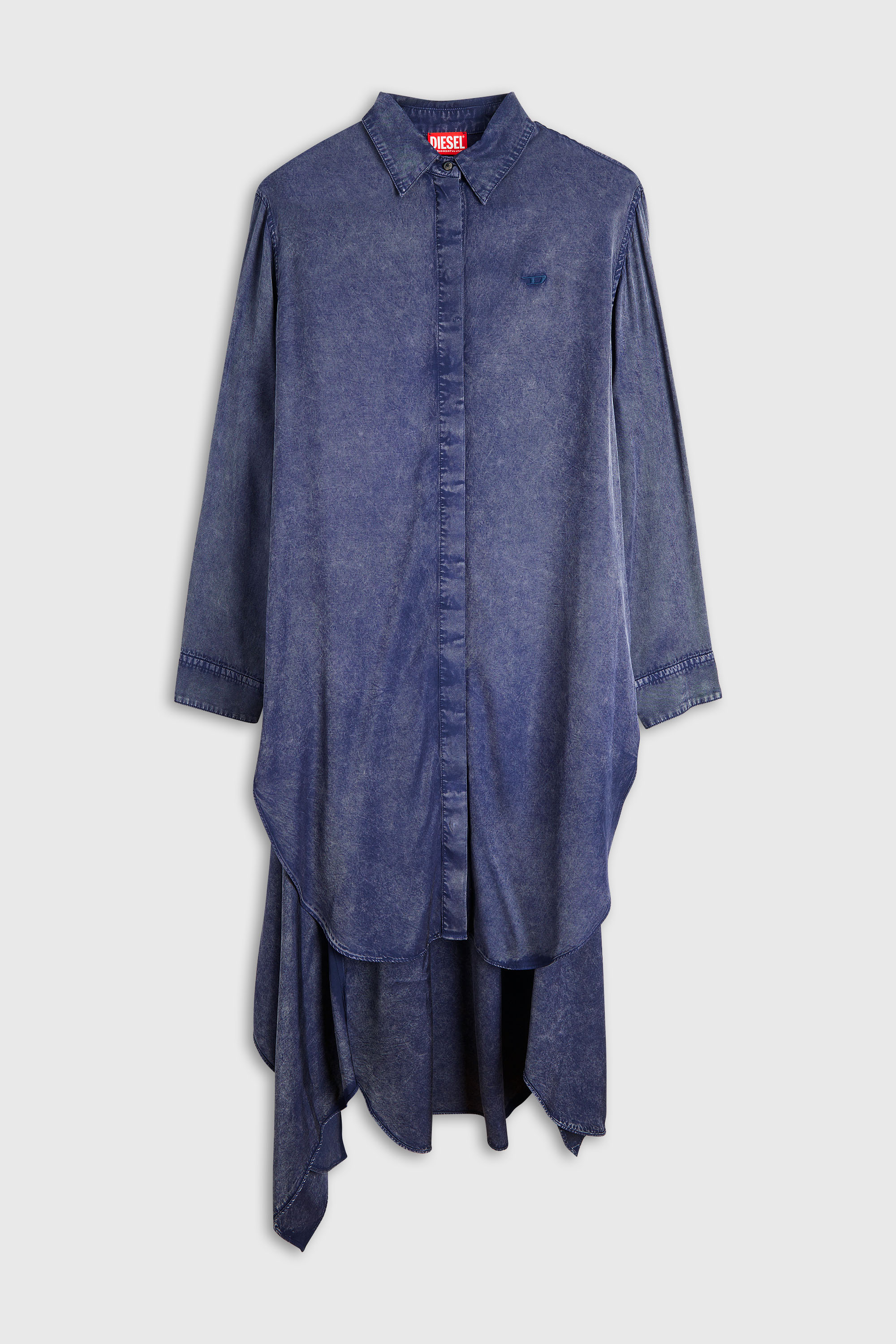 Diesel - D-ILETTA-B2, Woman's Midi shirt dress in denim-effect viscose in null - 1