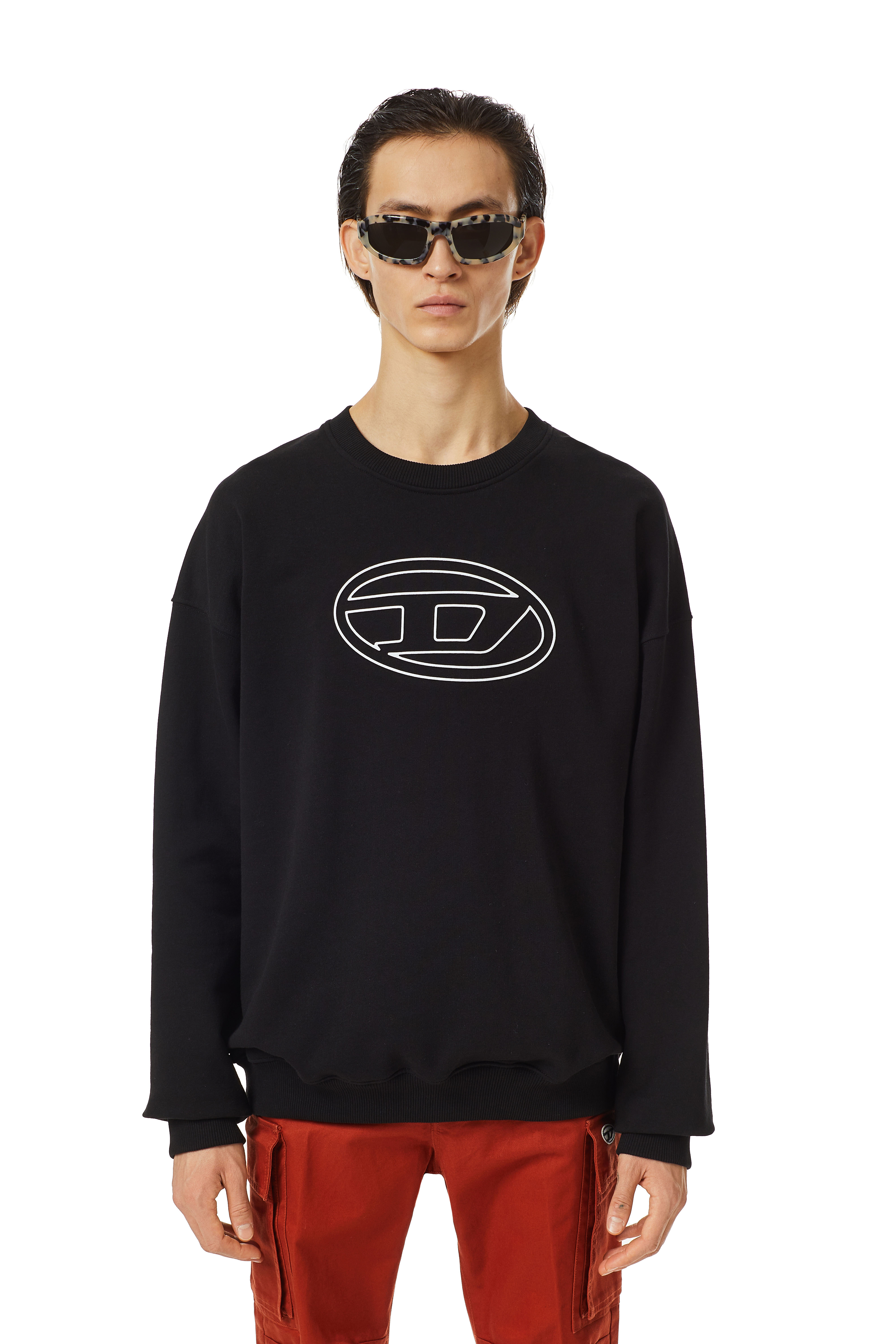 Diesel - S-MART-BIGOVAL, Man Sweatshirt with embossed logo in Black - Image 1
