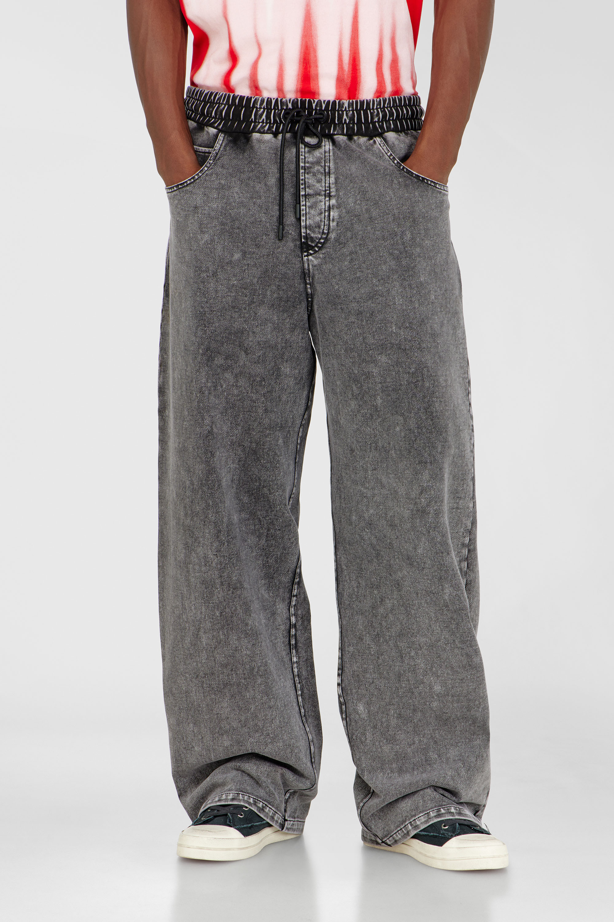 Diesel - P-STUK, Man's Sweatpants with denim effect in Dark grey - 1