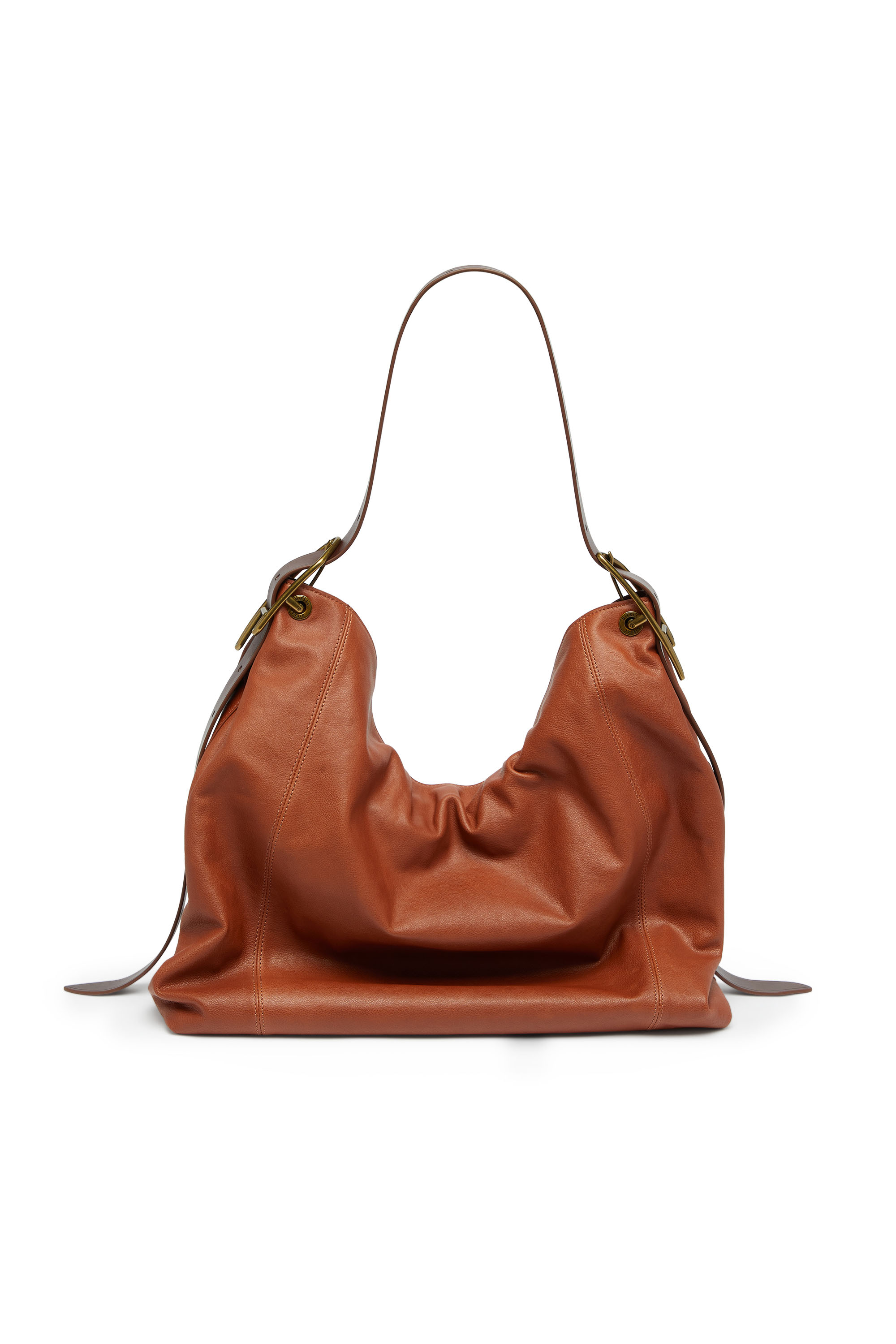 Diesel - D-LINE HOBO L, Woman's D-Line-Hobo bag in shiny leather in Brown - 3