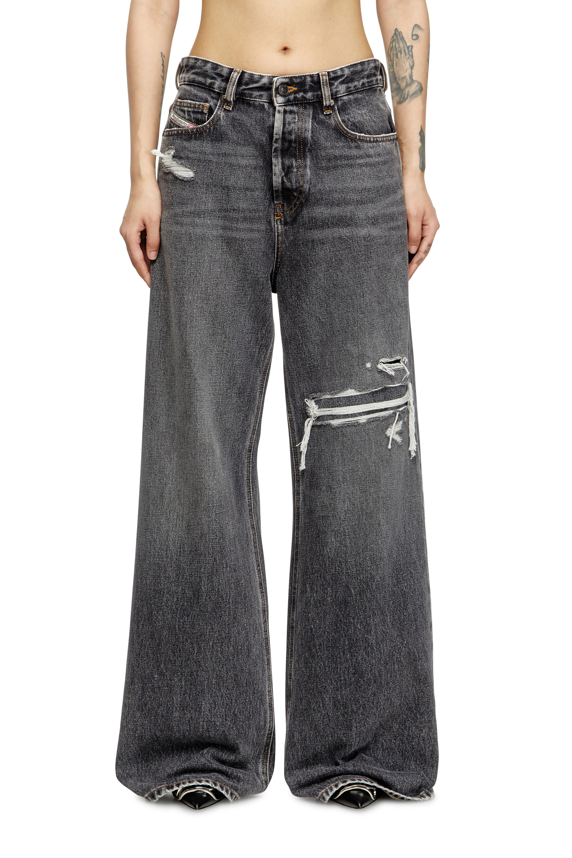 Diesel - Woman's Relaxed Jeans 1996 D-Sire 007F6, Black/Dark grey - 4