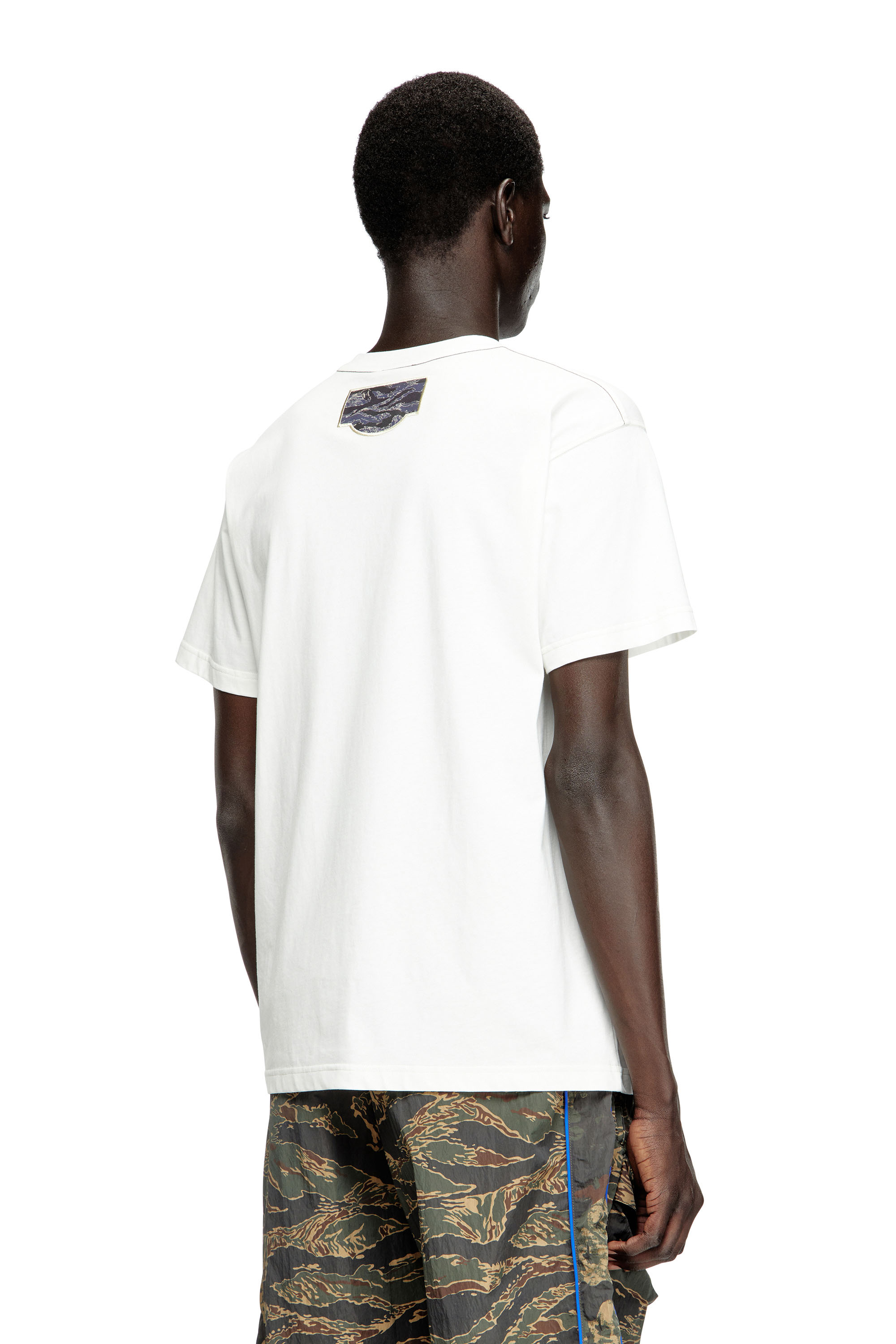 Diesel - T-NORM-T3, Man's T-shirt with camo logo patch in White - 4