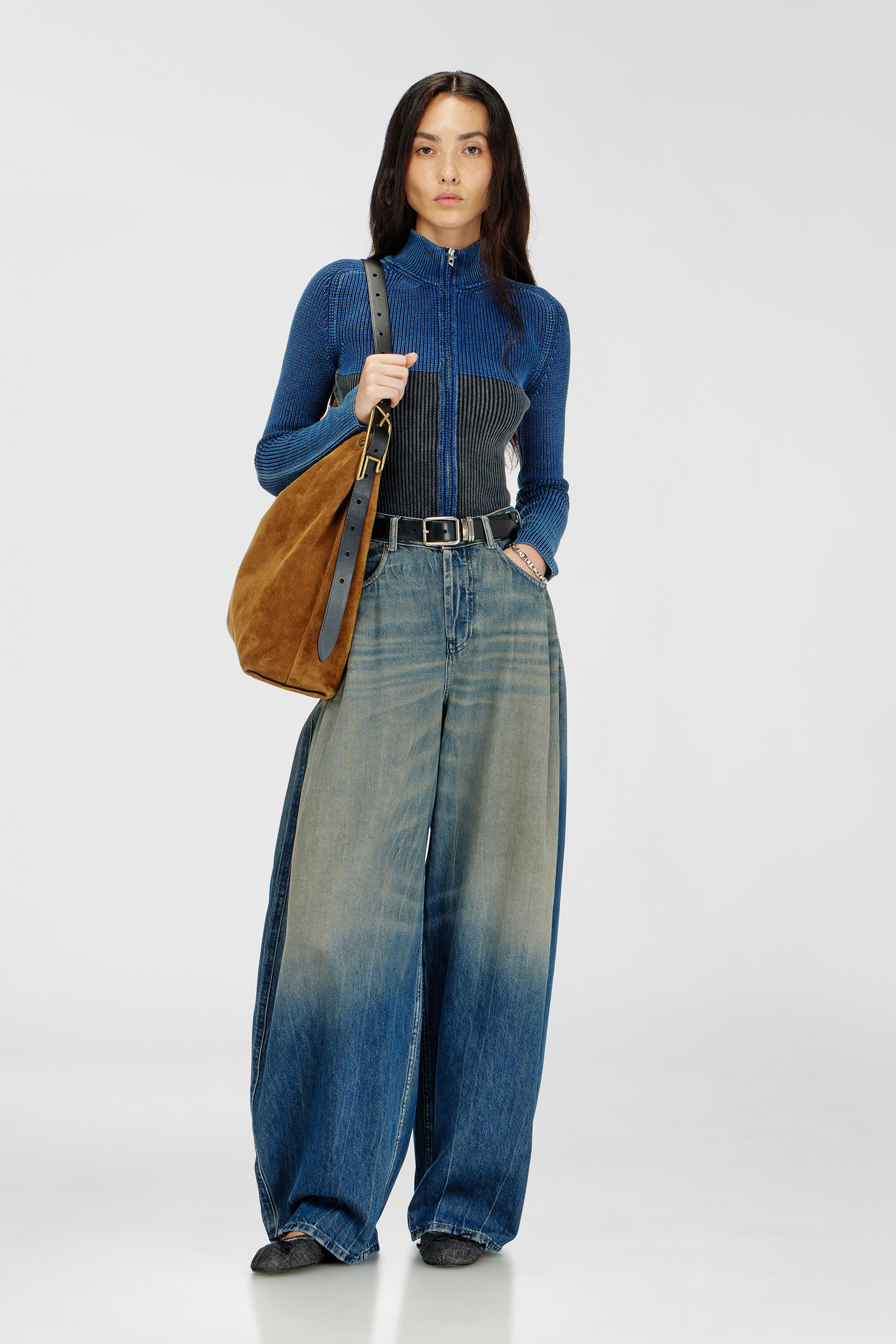 D-Line-Hobo bag in waxed suede
