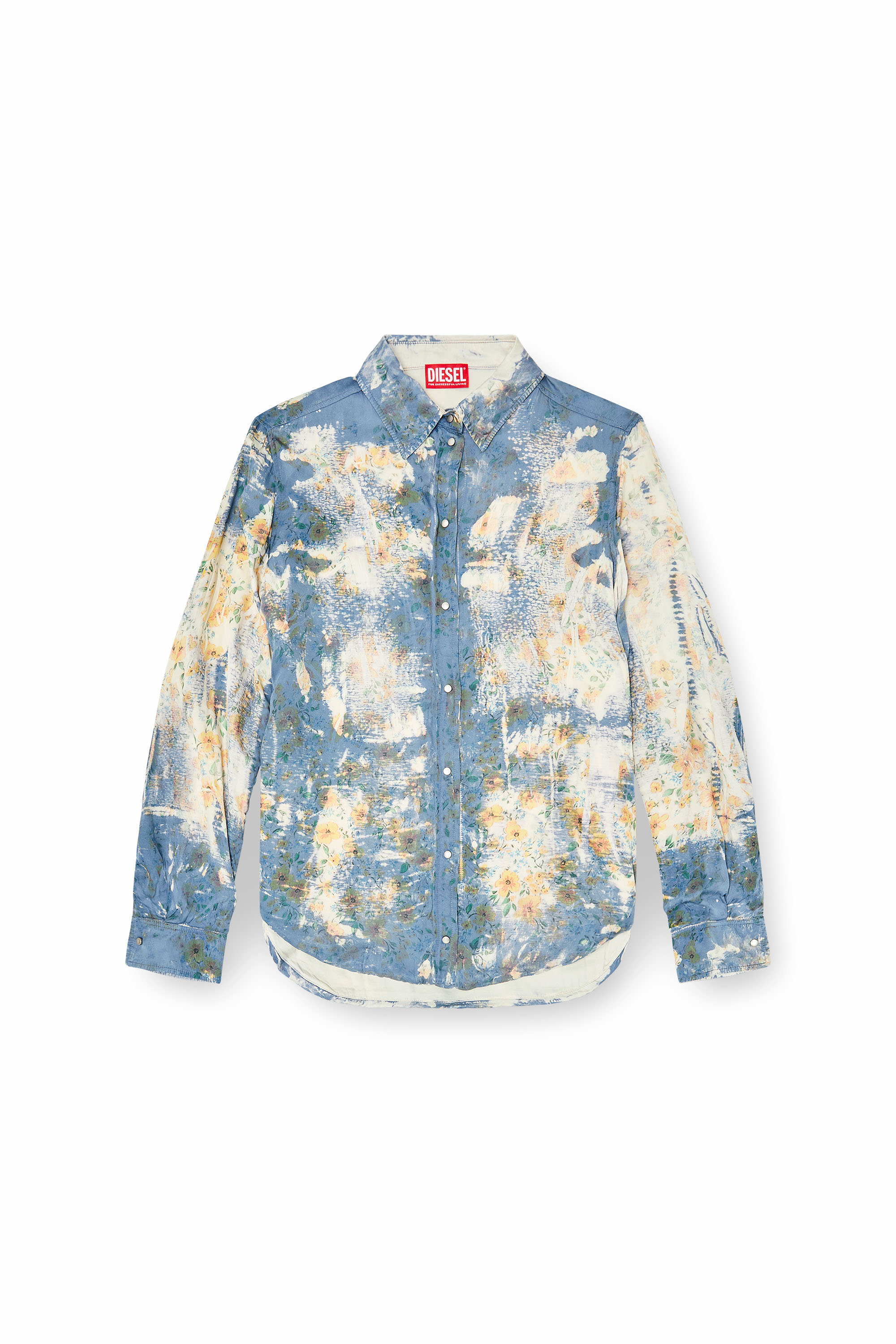 Diesel - C-ASSY, Woman's Shirt with floral X-ray effect in Light Blue - 2