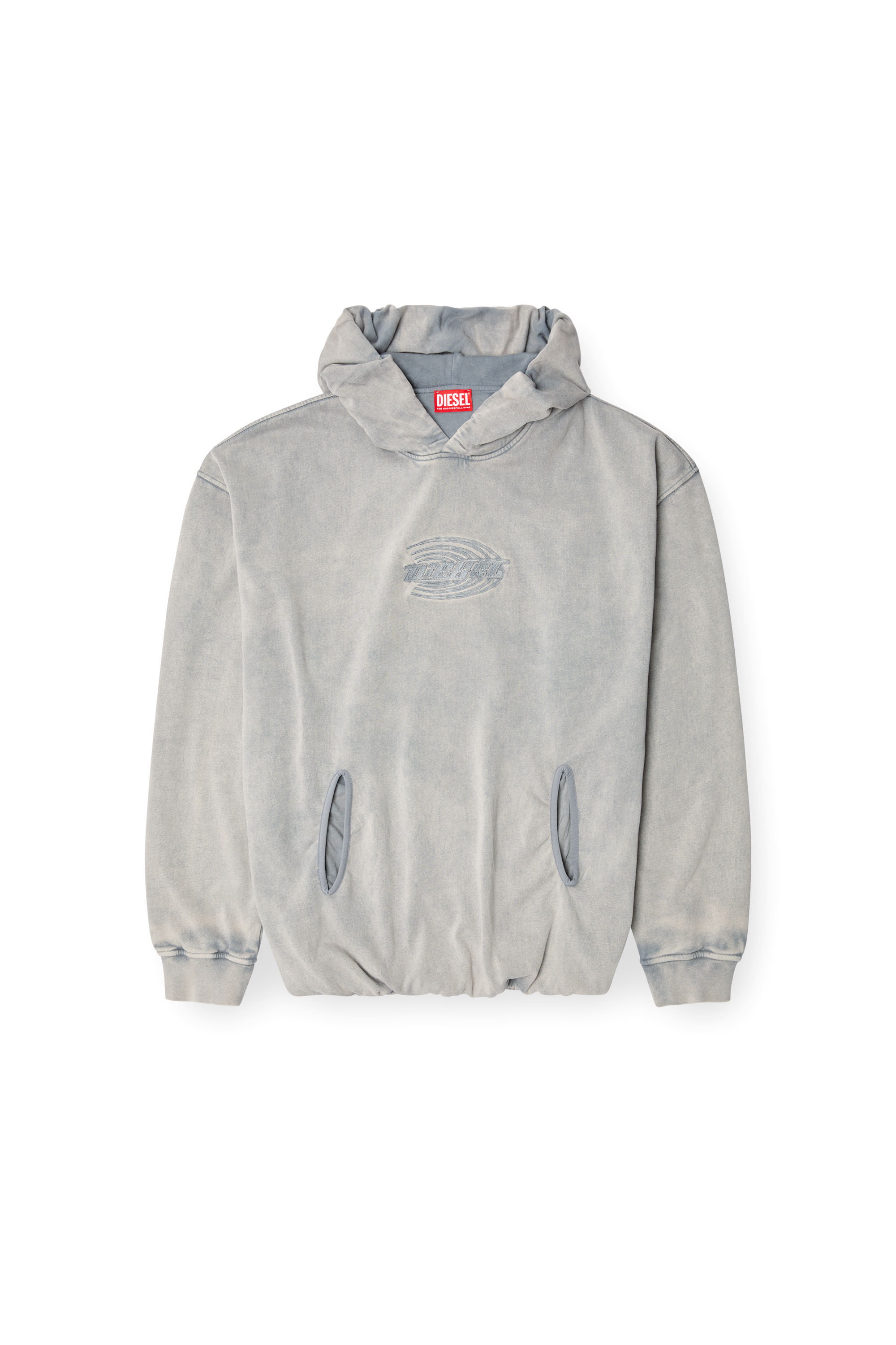 Diesel - S-BOXSTIC-HOOD, Unisex's Gathered acid-wash hoodie in Light Grey - 3