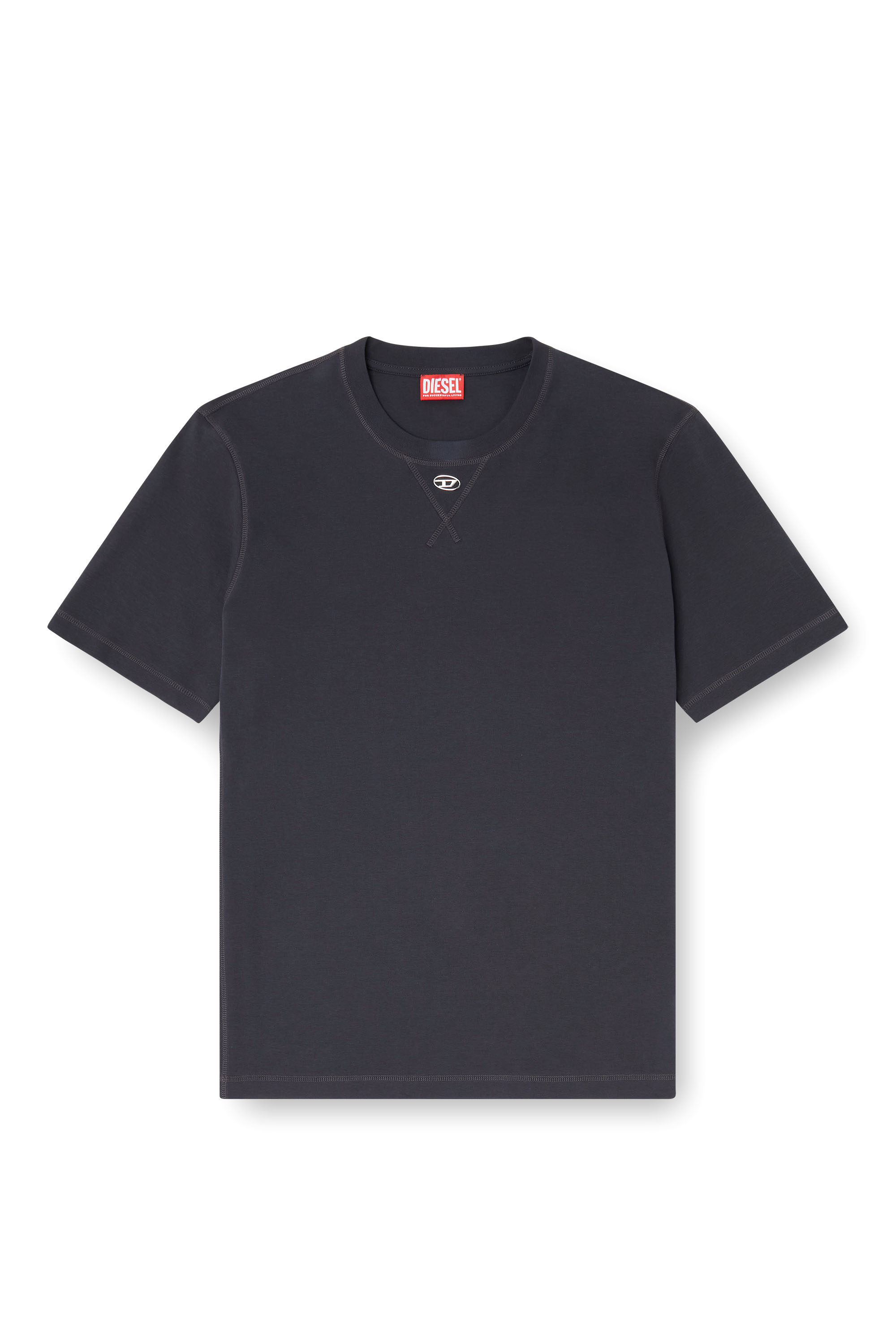 Diesel - T-MADJUST-TR, Man's Regular T-shirt with crew neck and Oval D in Dark grey - 2