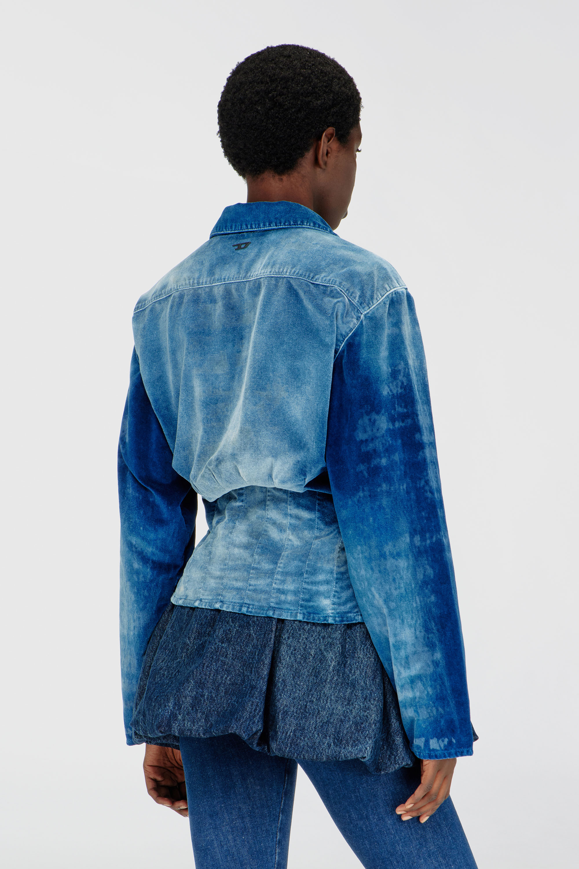 Diesel - DE-SINDI-FSJ, Woman's Shirt in velvet denim in Dark Blue - 4