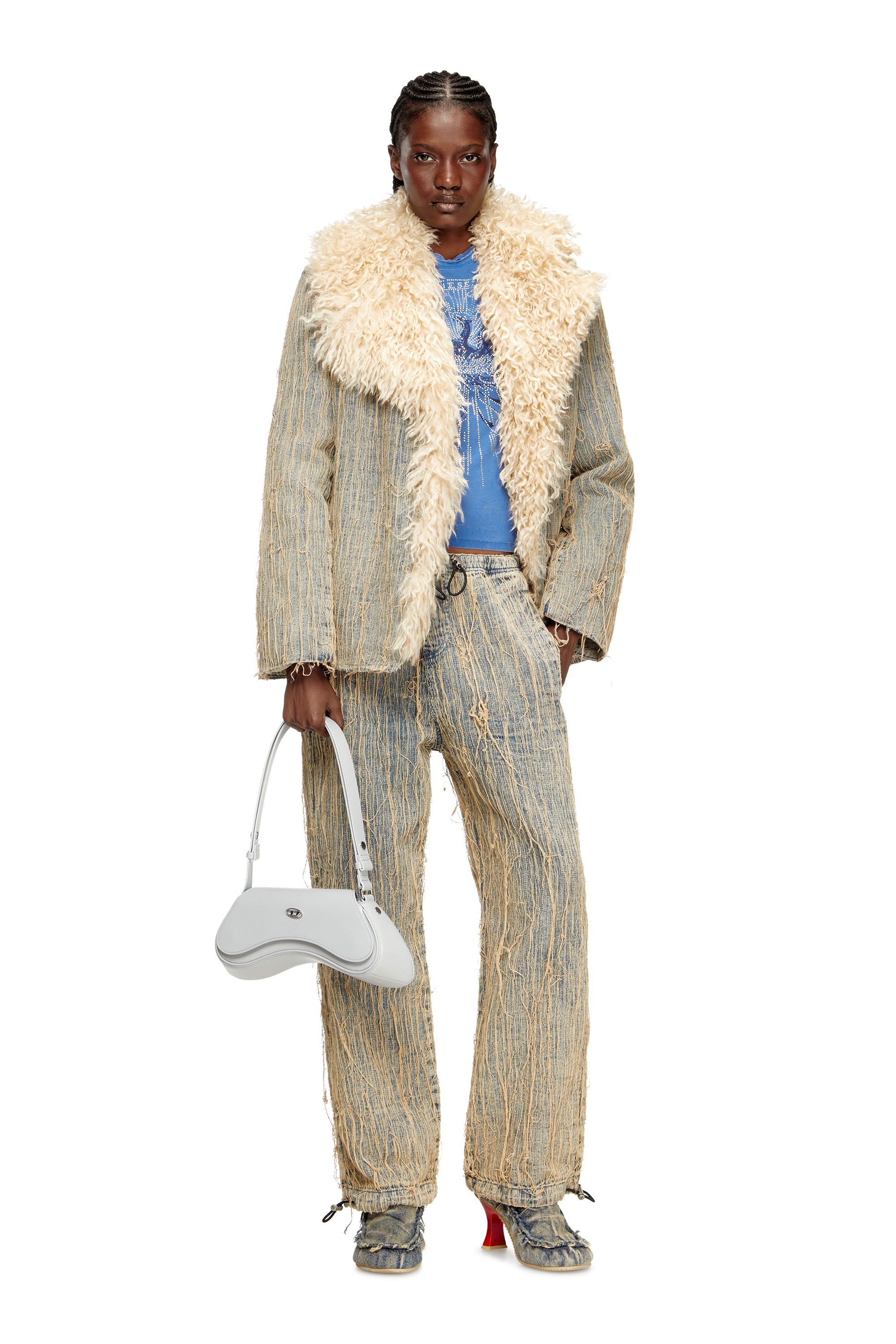 Diesel - PLAY CROSSBODY, Woman's Play-Crossbody bag in semi gloss leather in Grey - 6