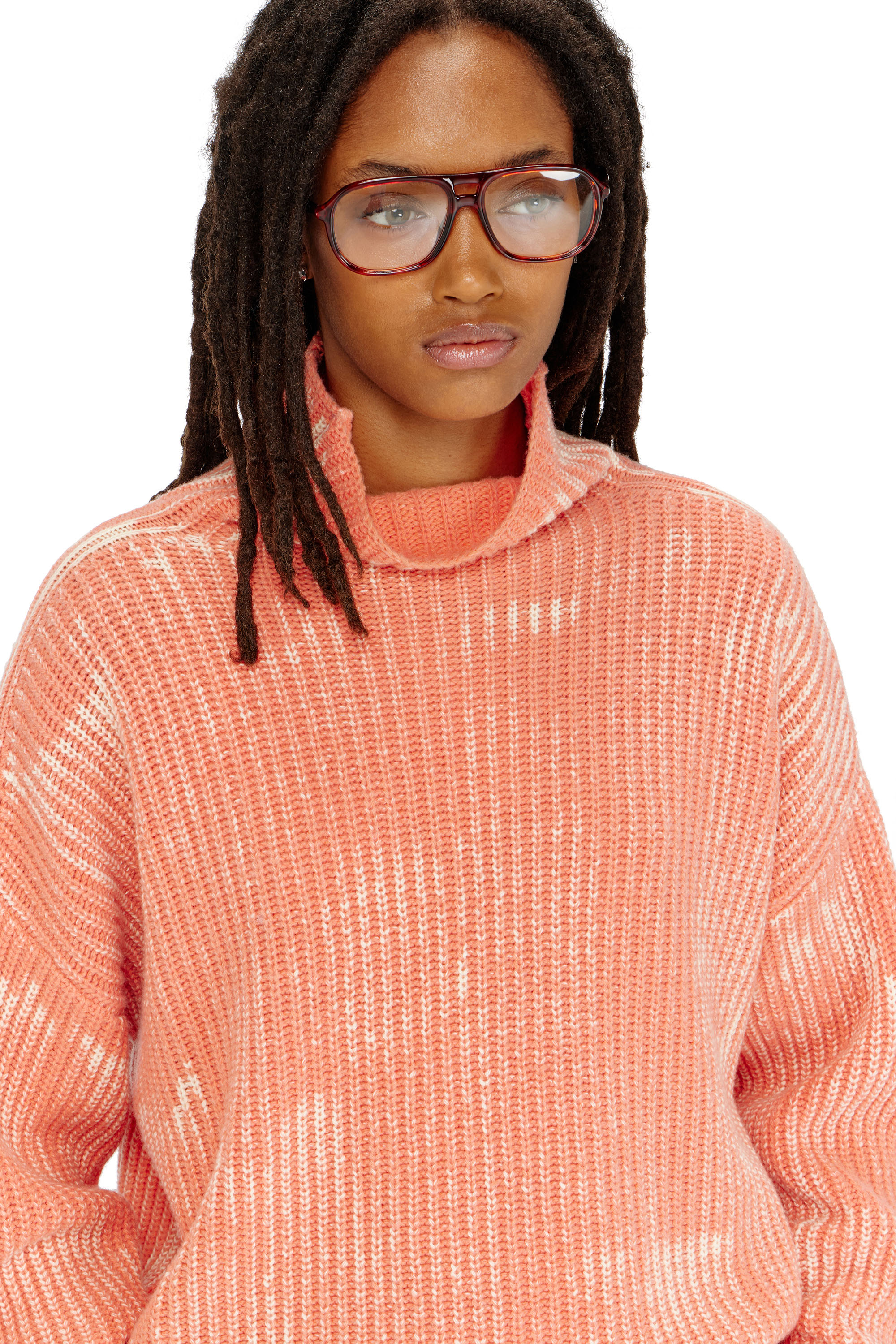 Diesel - M-AMET, Woman's Funnel-neck jumper in ribbed wool blend in null - 5