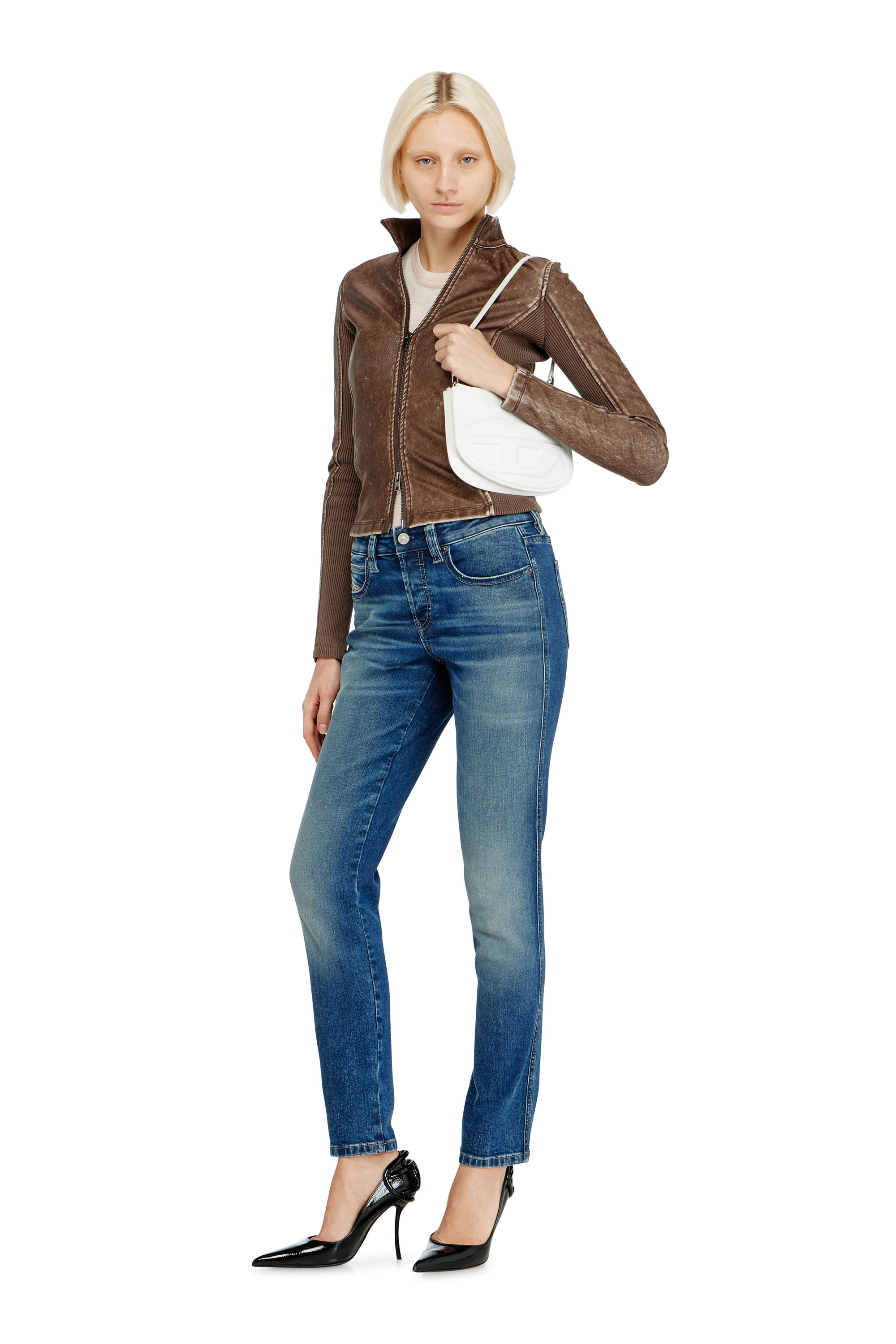 Diesel - 1DR TWIN, Woman's 1DR Twin-Double-pouch shoulder bag in printed leather in White - 1