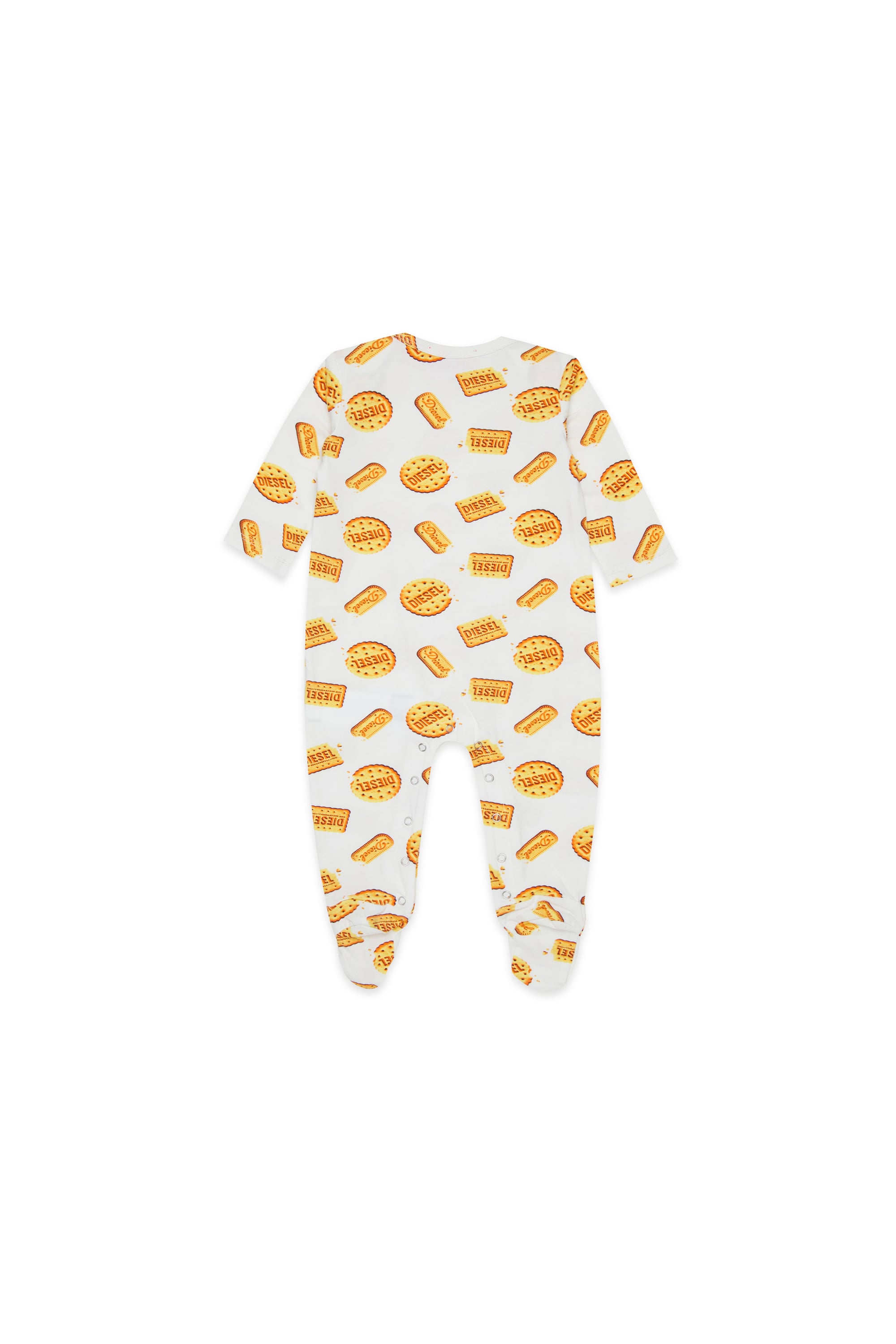 Diesel - UNNY-NB, Unisex's Newborn jumpsuit with Diesel biscuit print in White - 2