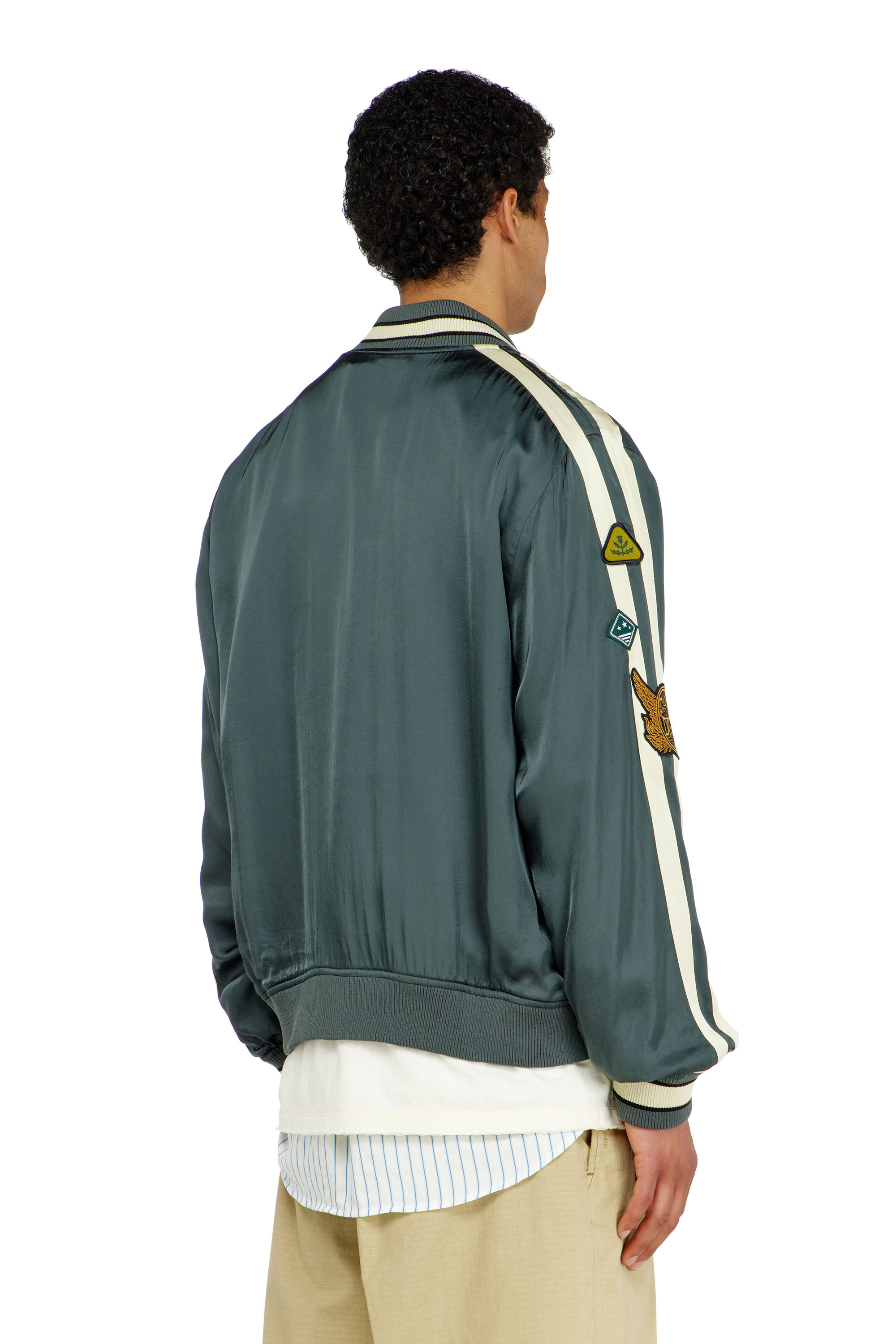 Diesel - J-ANNU, Man's Satin bomber jacket with patches in null - 4