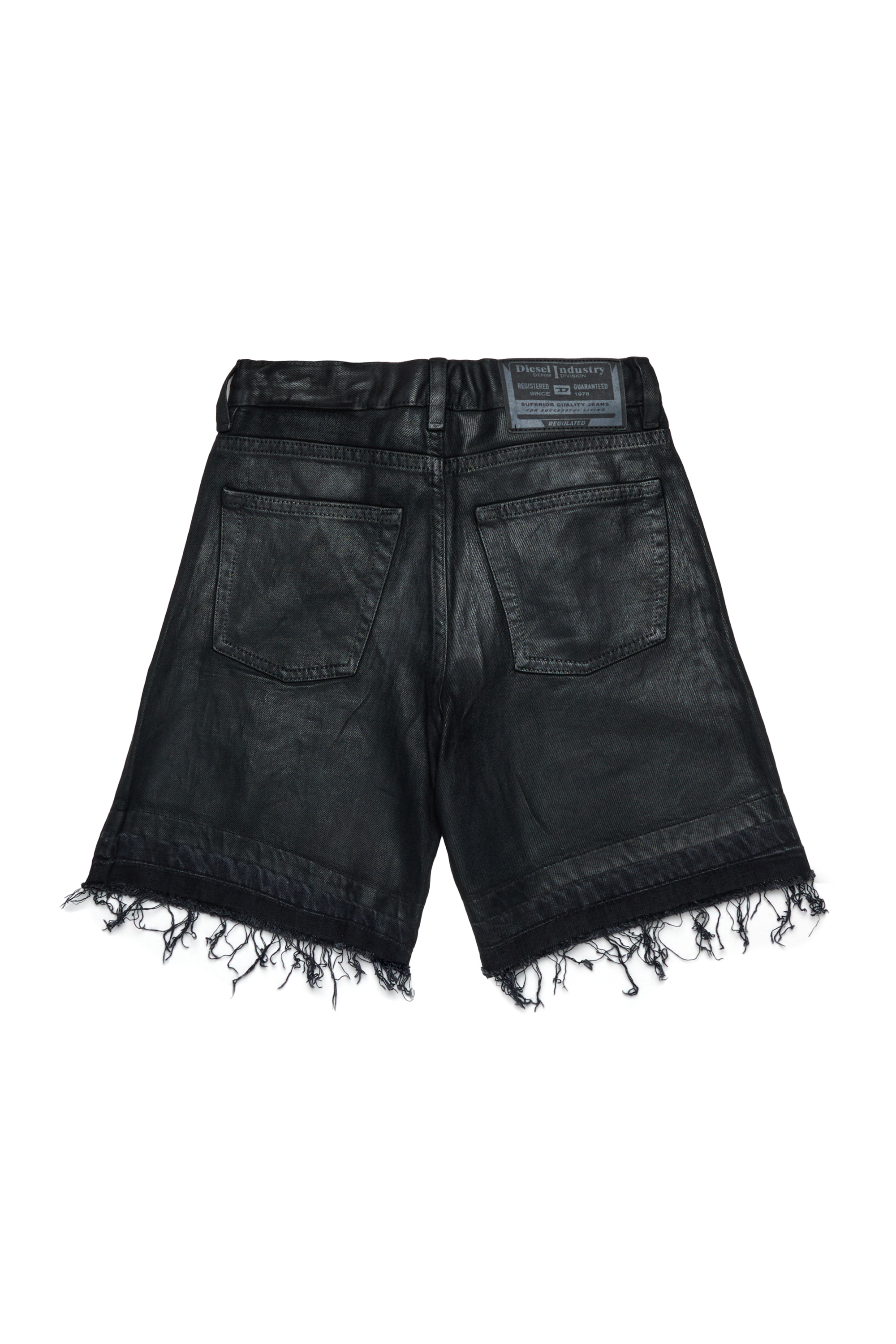 Diesel - D-ARGJX-SHORT-SP-J, Woman's Denim shorts with frayed details in Black/Dark grey - 2