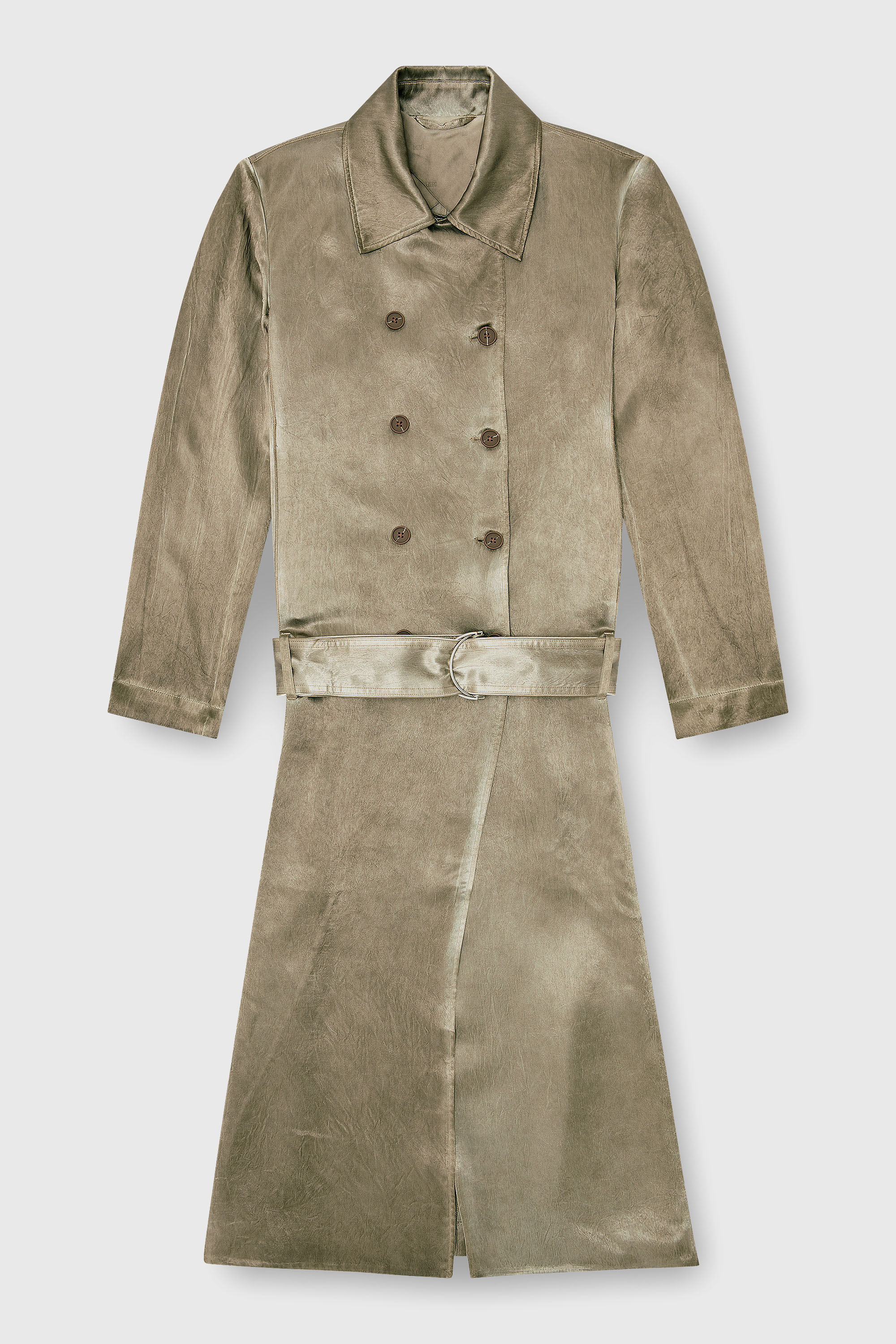 Diesel - G-LADES, Woman's Trench coat in wrinkled satin in Light Brown - 2