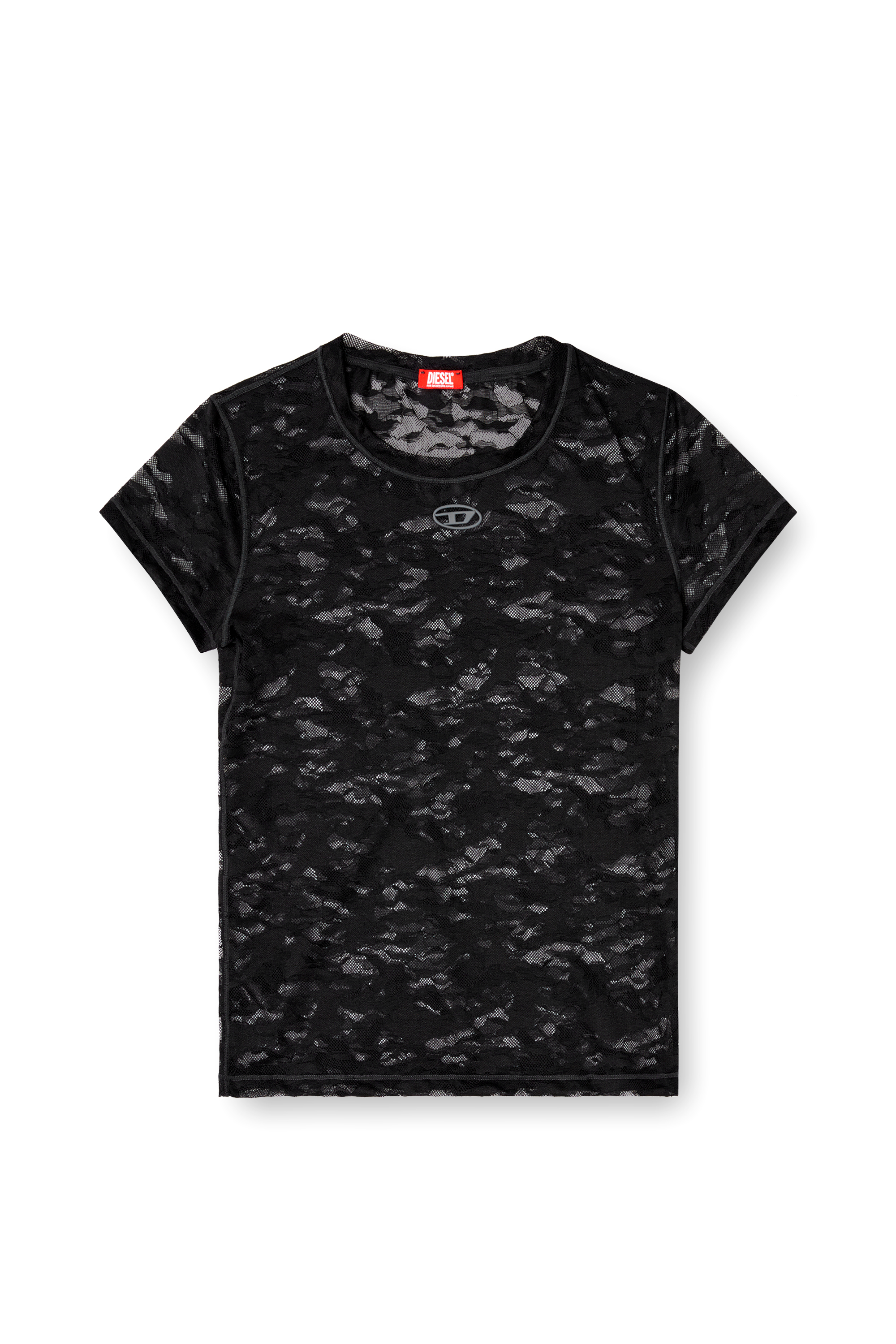 Diesel - KASIA-UTLT, Woman's Camo lace T-shirt in Black - 4