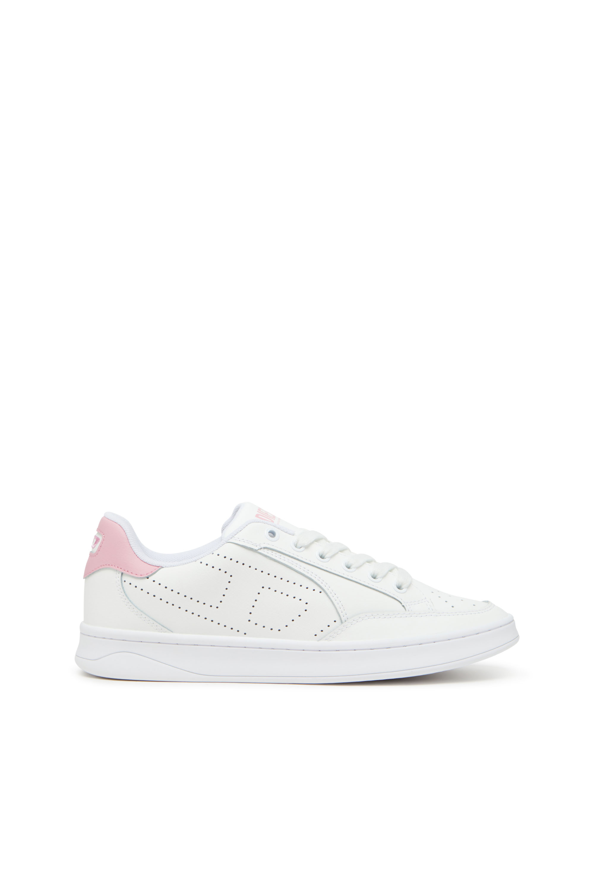 Diesel - S-DAKOTA LOW W, Woman's S-Dakota-Leather sneakers with perforated logo in White/Pink - 1