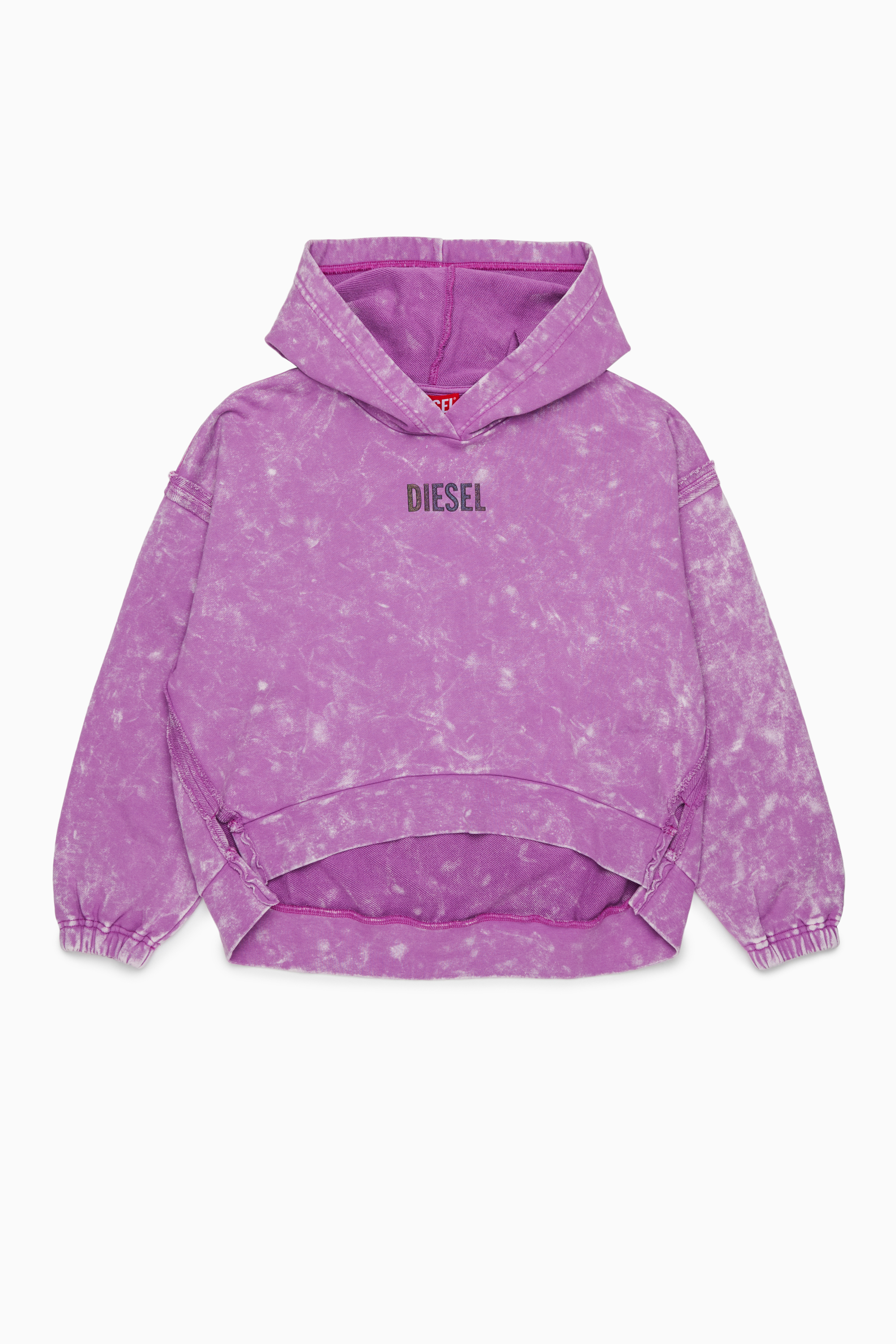 Diesel - SLOXY, Woman's Tie-dye-effect hoodie with rainbow logo in Violet - 1