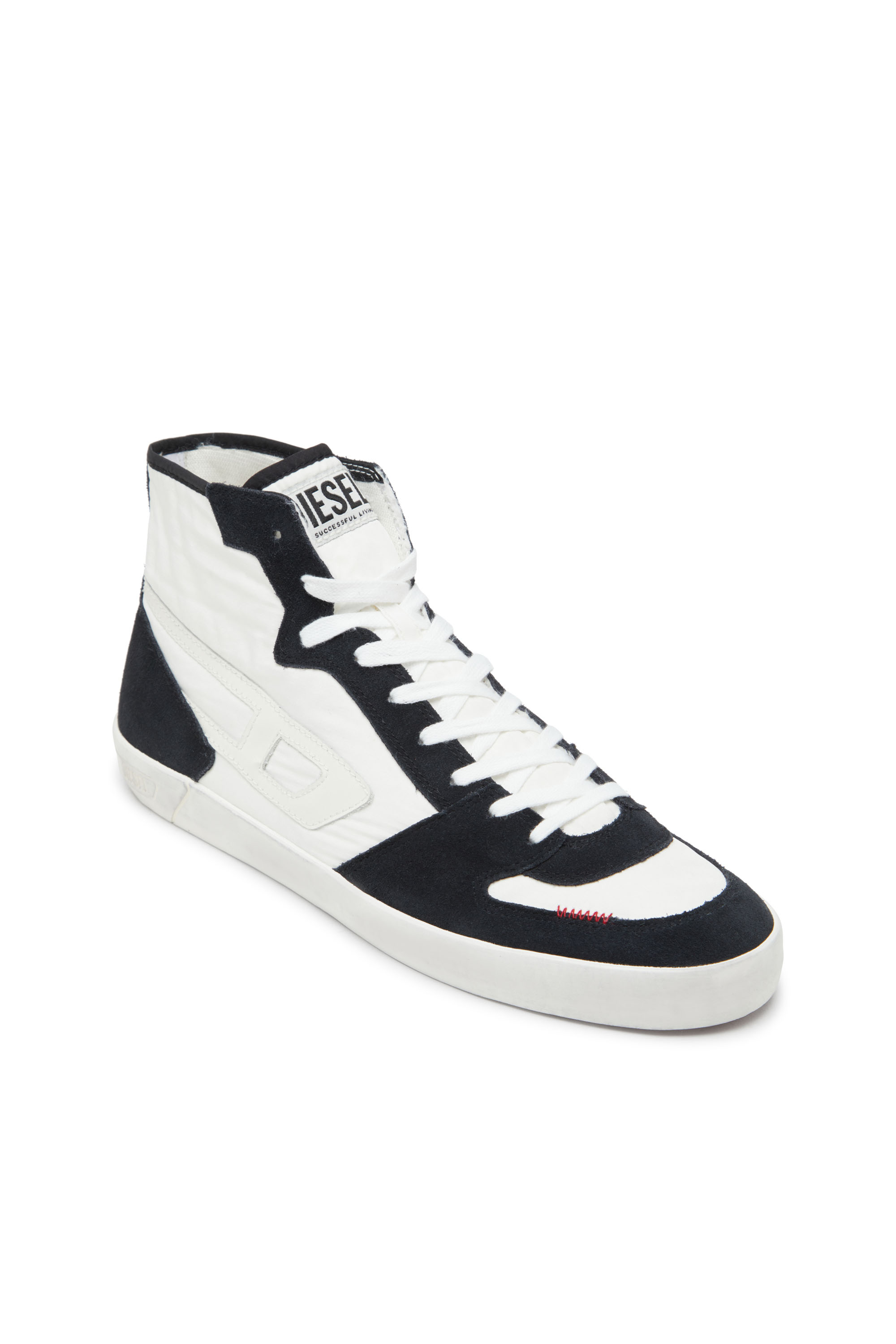 Diesel - S-LEROJI D-1 MID, Man's S-Leroji D-Padded-ripstop and suede high-top sneakers in Black/White - 6