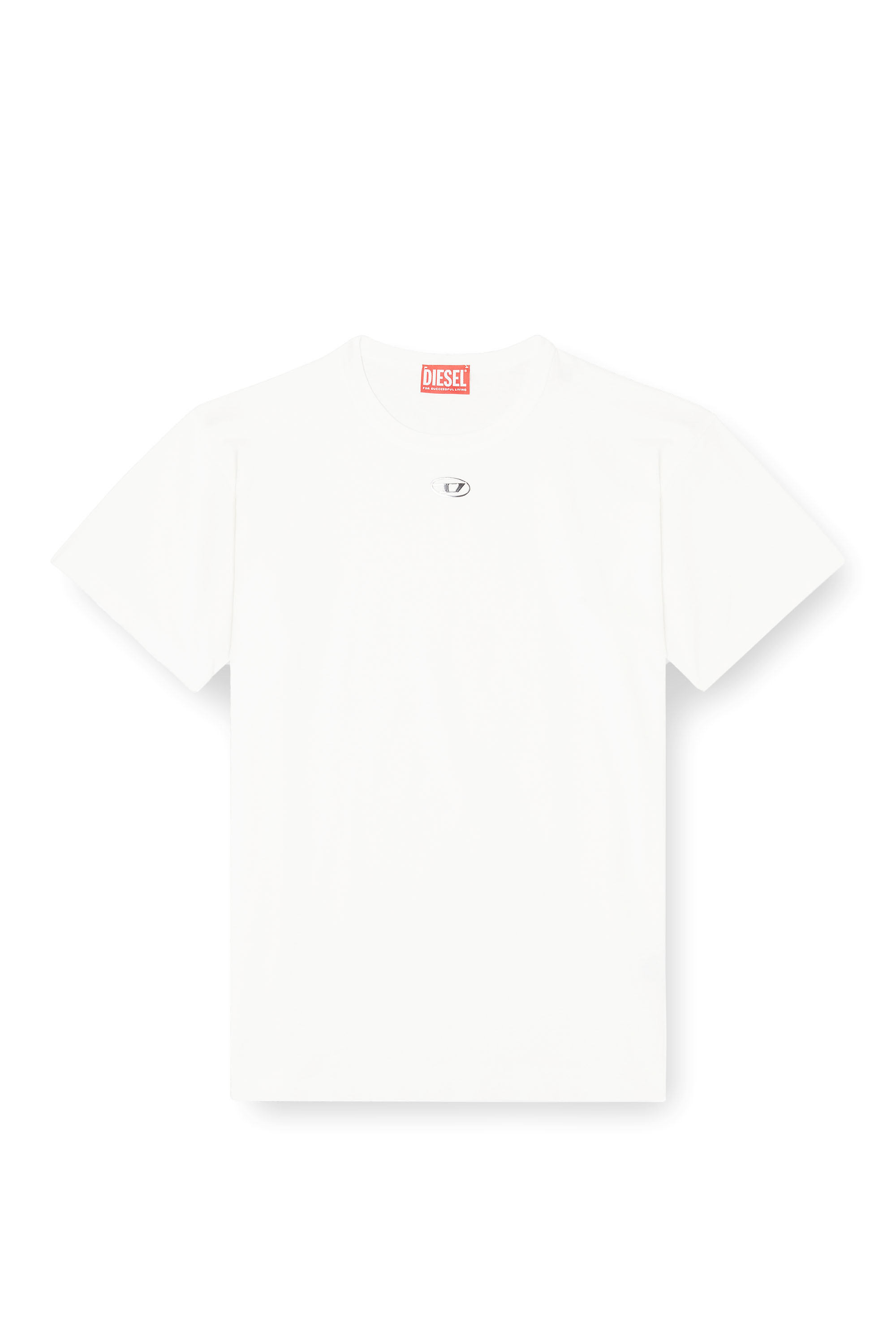 Diesel - T-NORMY-OD-S1, Woman's Cotton T-shirt with metallic Oval D in White - 2