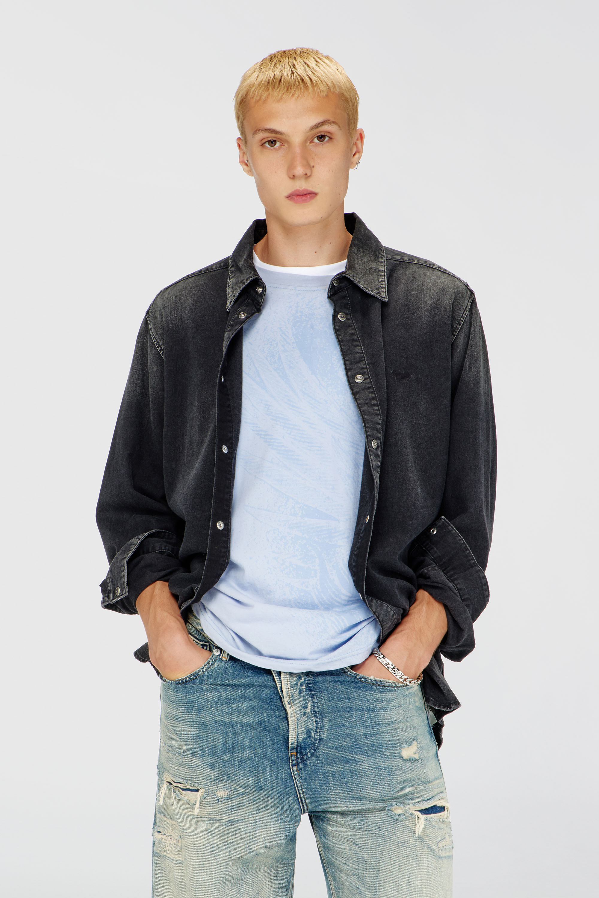 Diesel - D-SIMPLY, Man's Long-sleeve denim shirt in Black - 2
