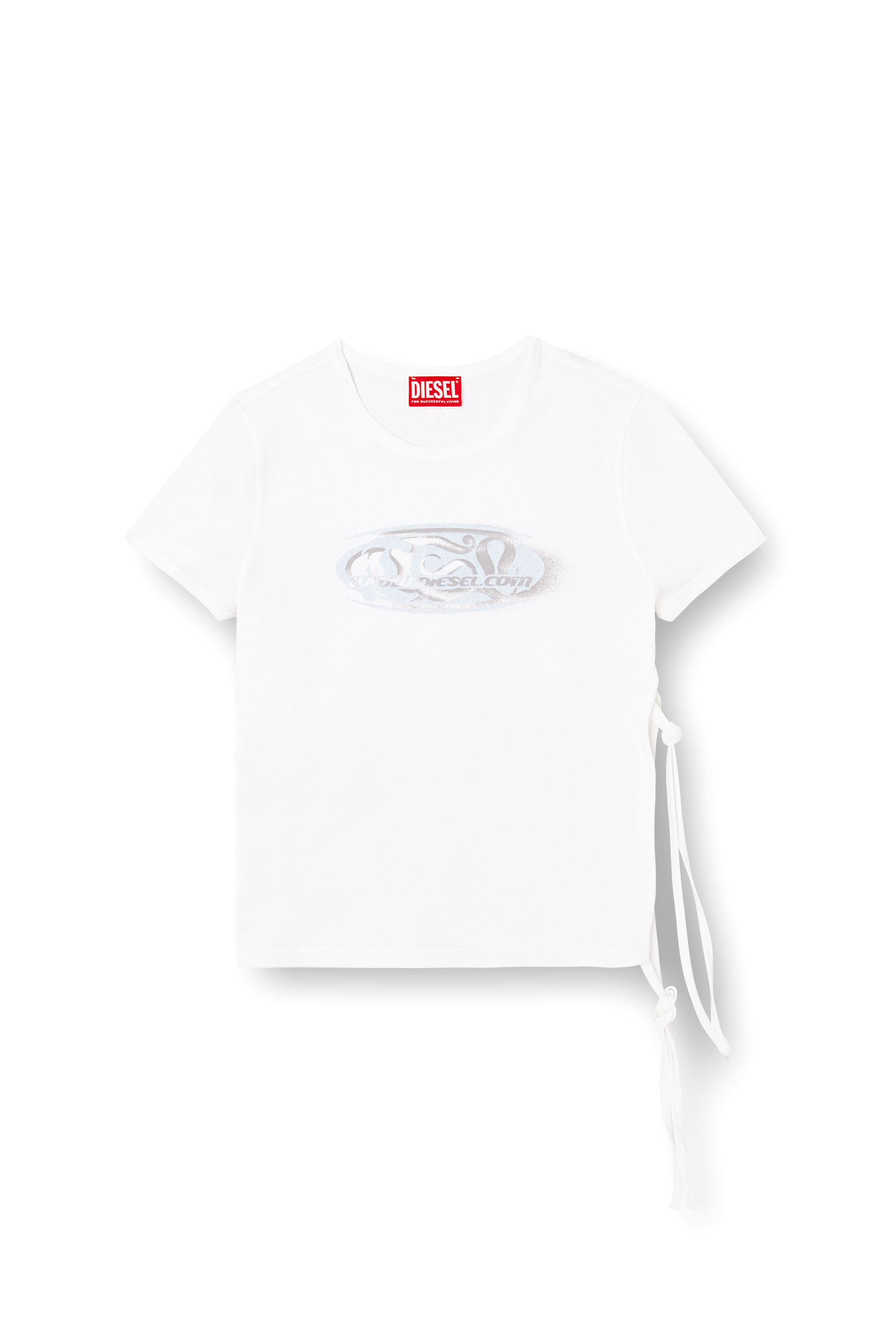 Diesel - T-LAYA, Woman's Tie-side T-shirt with logo graphic in White - 3