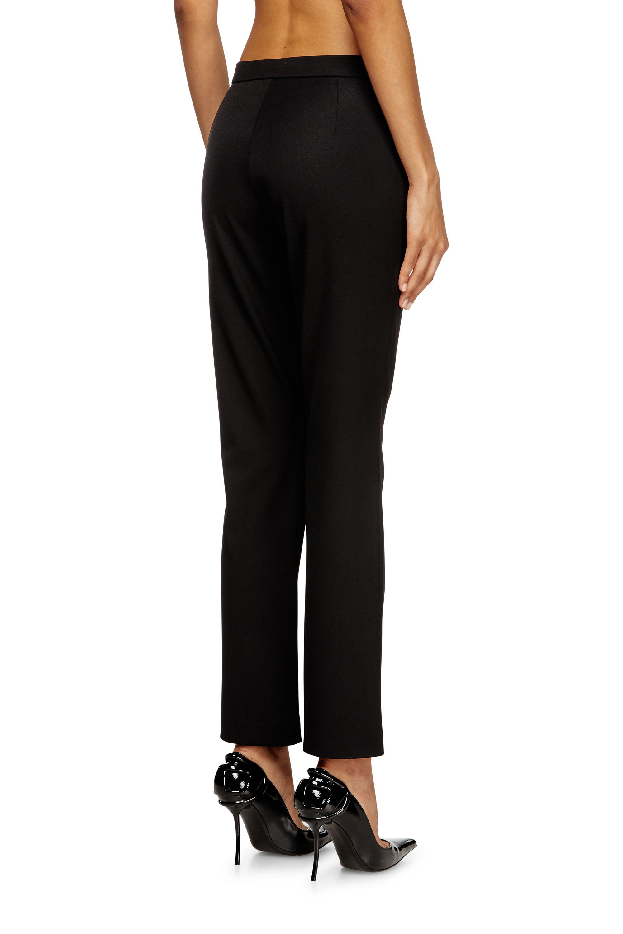 Diesel - P-LACER-R2, Woman's Wool blend pants with welt pockets in Black - 4