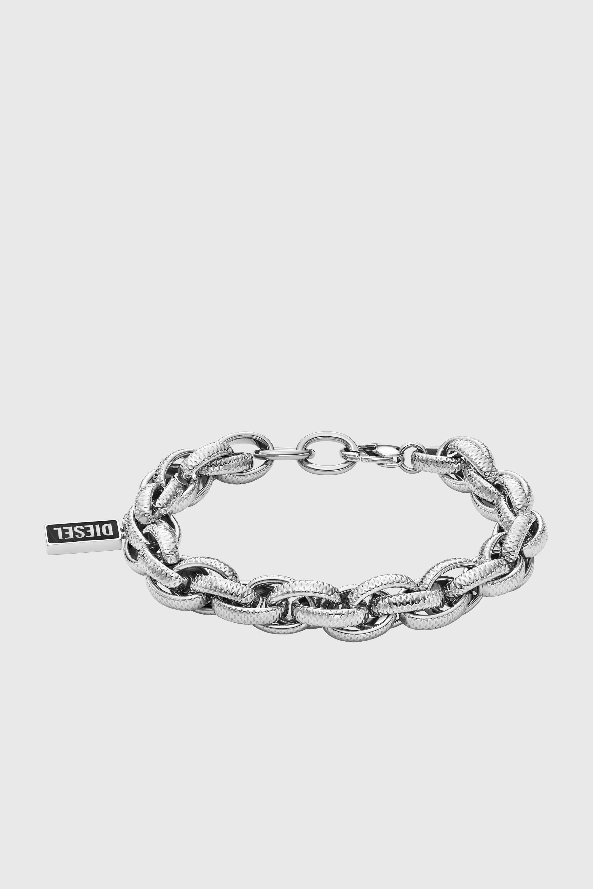 Diesel - DX1514, Unisex's Black agate chain bracelet in Silver - 1