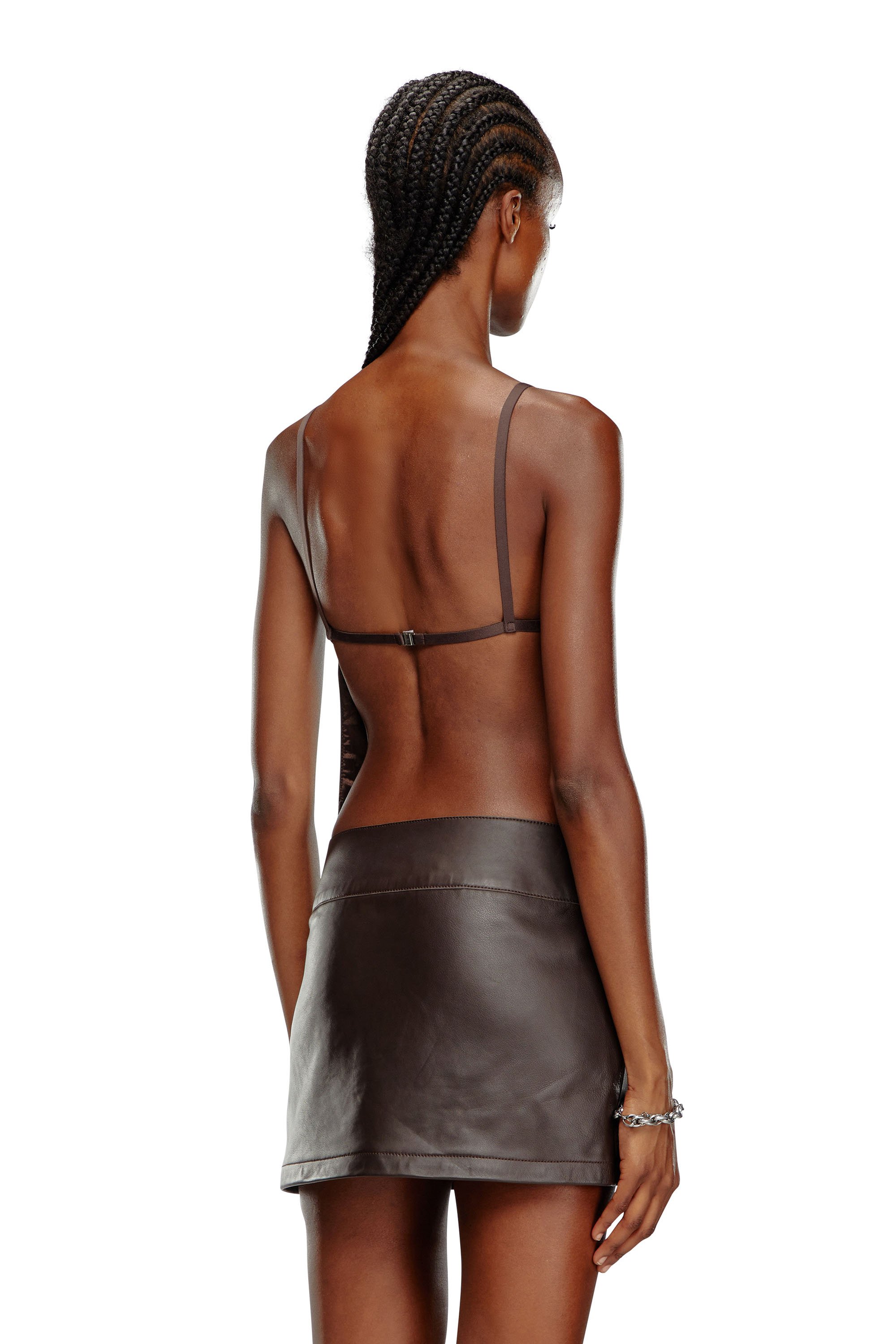 Diesel - L-TWILIGHT, Woman's Open-back leather top in Brown - 4