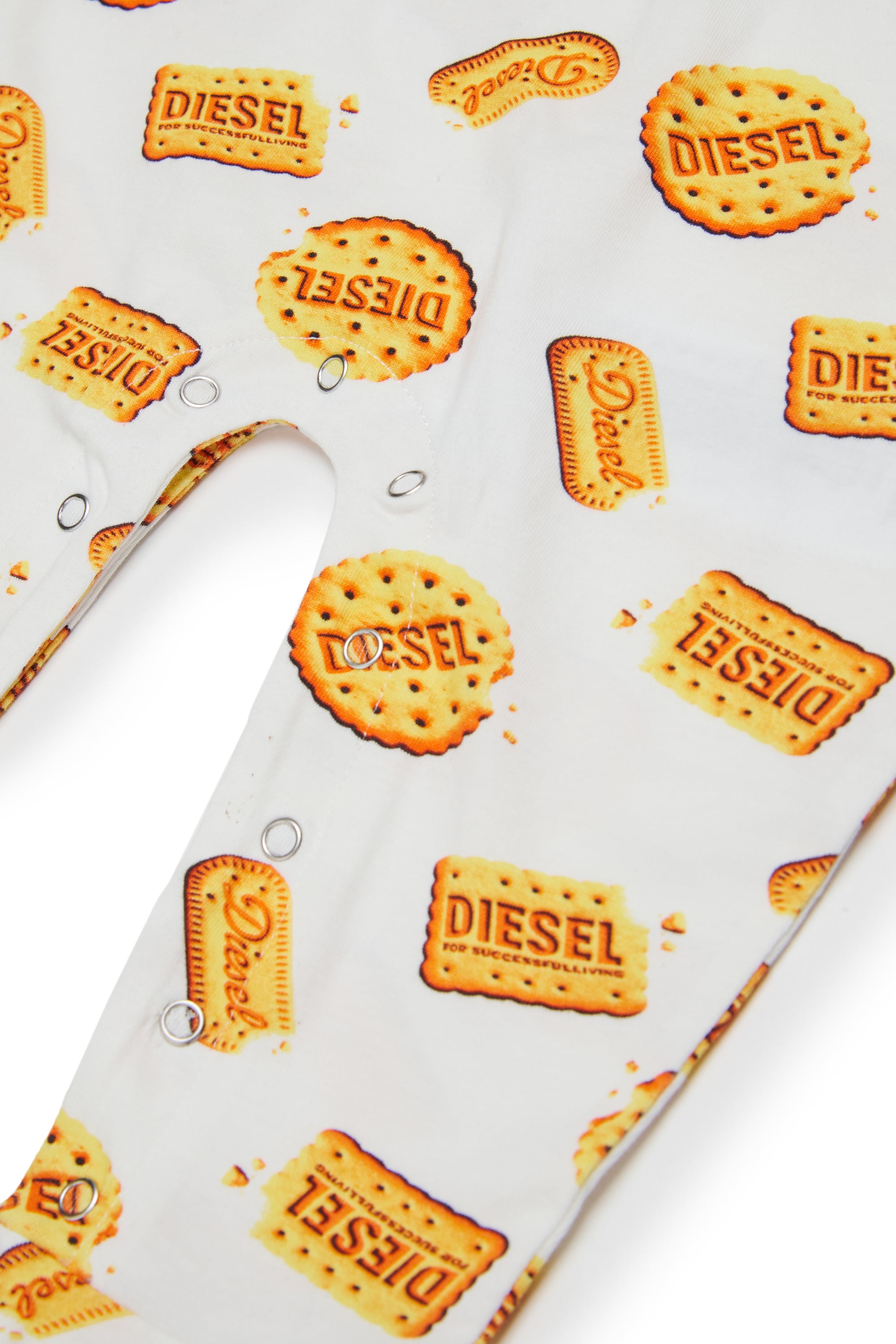 Diesel - UNNY-NB, Unisex's Newborn jumpsuit with Diesel biscuit print in White - 4