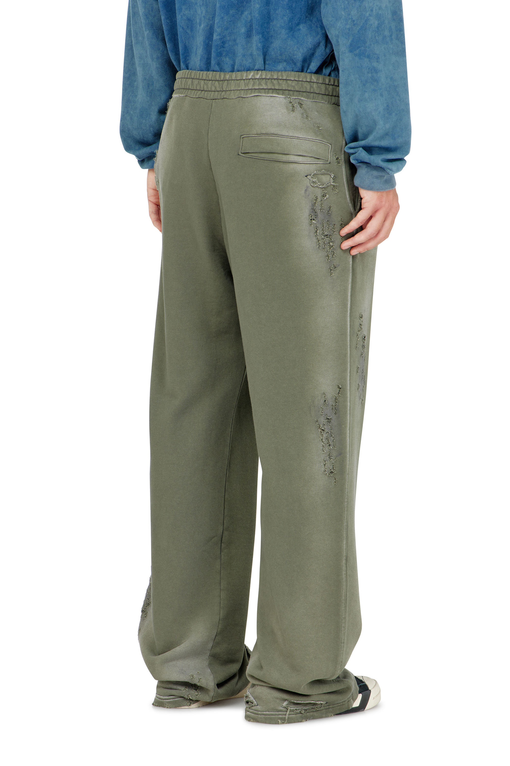 Diesel - P-KEITH, Man's Cotton sweatpants with destroyed effect in Military Green - 3