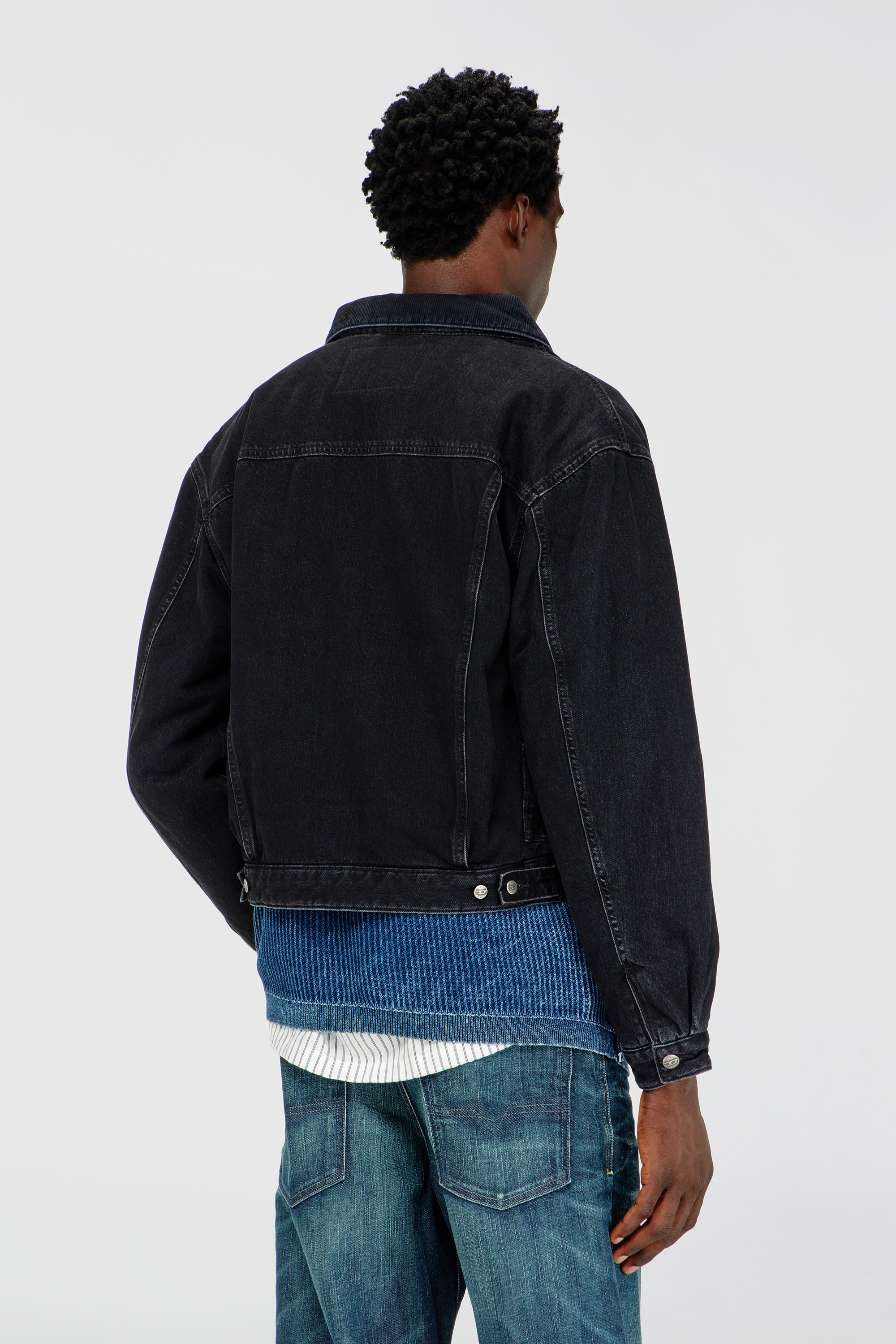 Diesel - D-RANGER-T, Unisex's Padded trucker jacket in denim in Black - 4