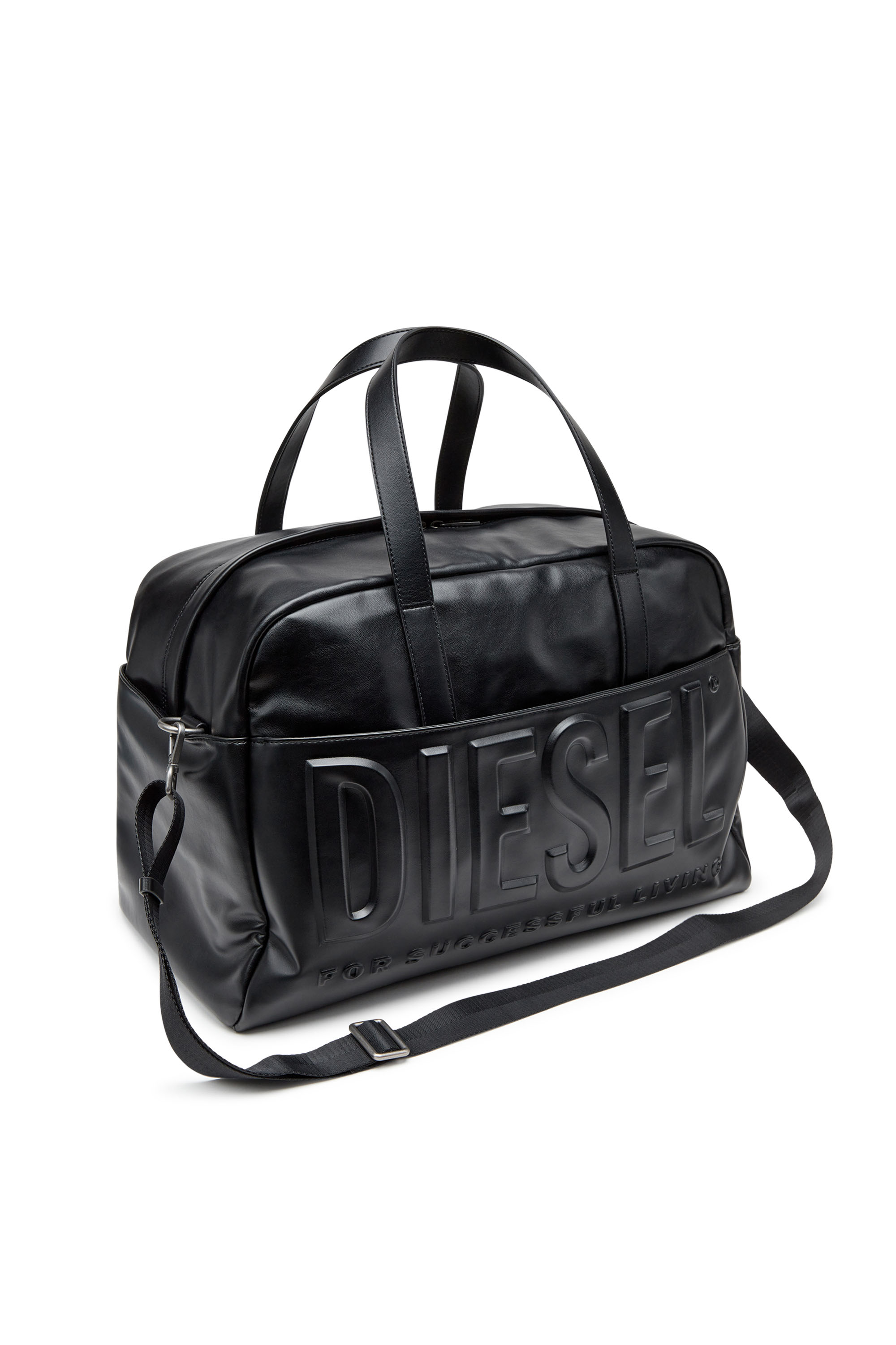Diesel - DSL 3D DUFFLE L X, Man's Dsl 3D L-Duffle bag with extreme 3D logo in Black - 6